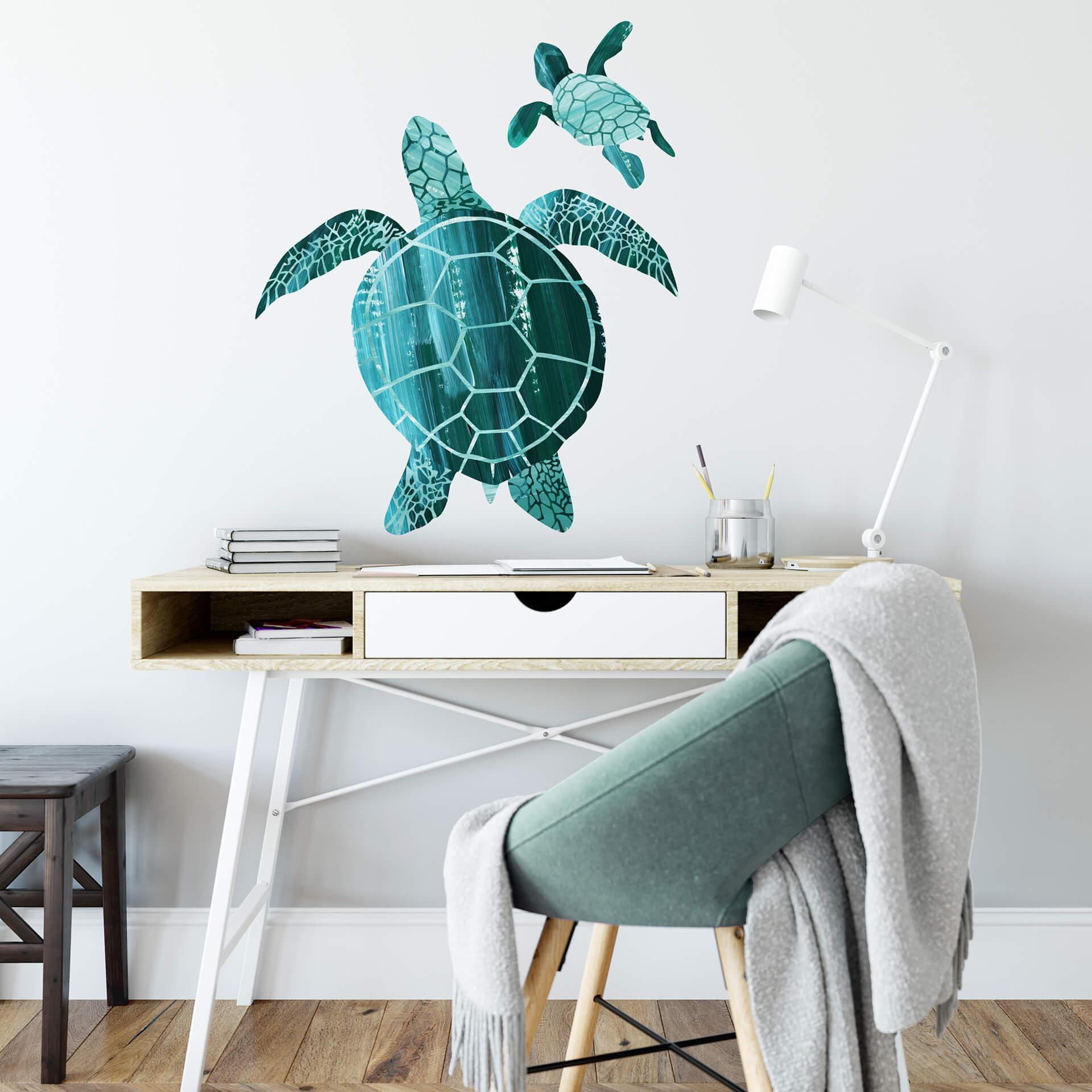 Muursticker Goed Blauw - Schildpad Koppel
