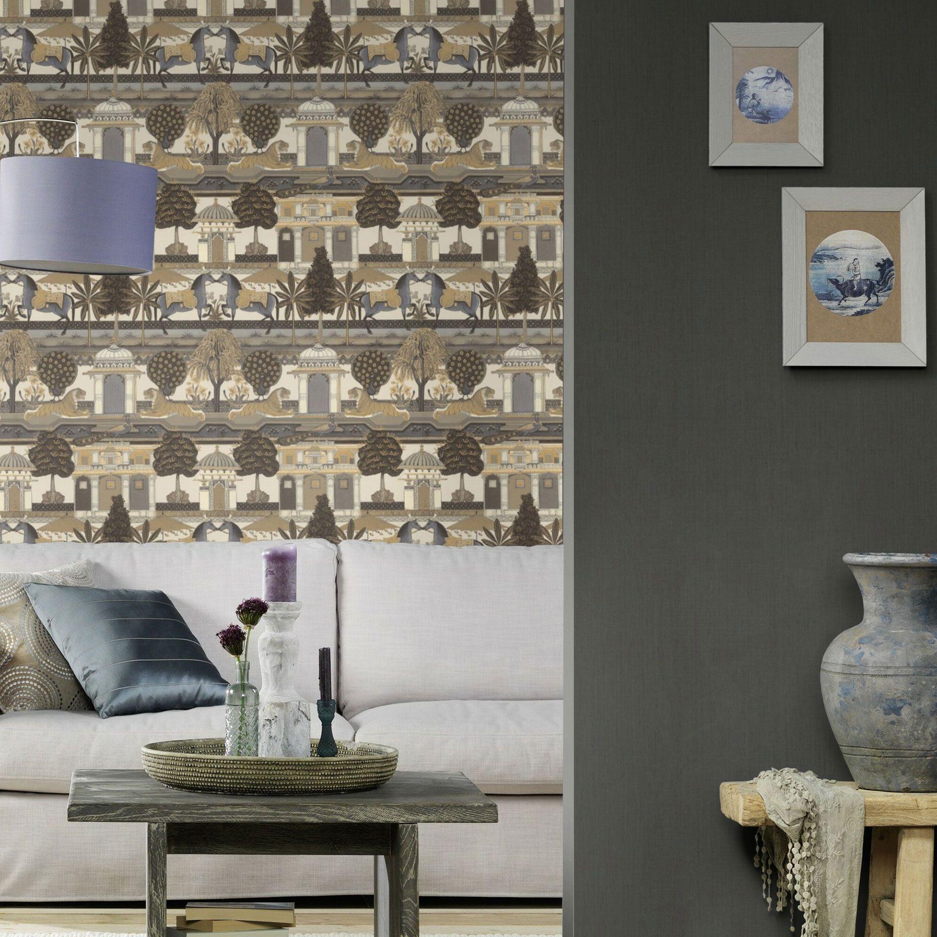 Rasch non-woven tapet, vægbeklædning indisk stil lys beige