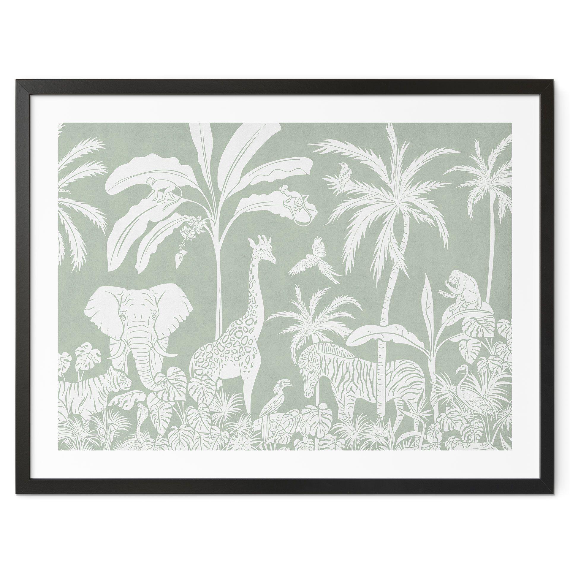 Póster animales de la jungla en verde tropical - Kikki Belle