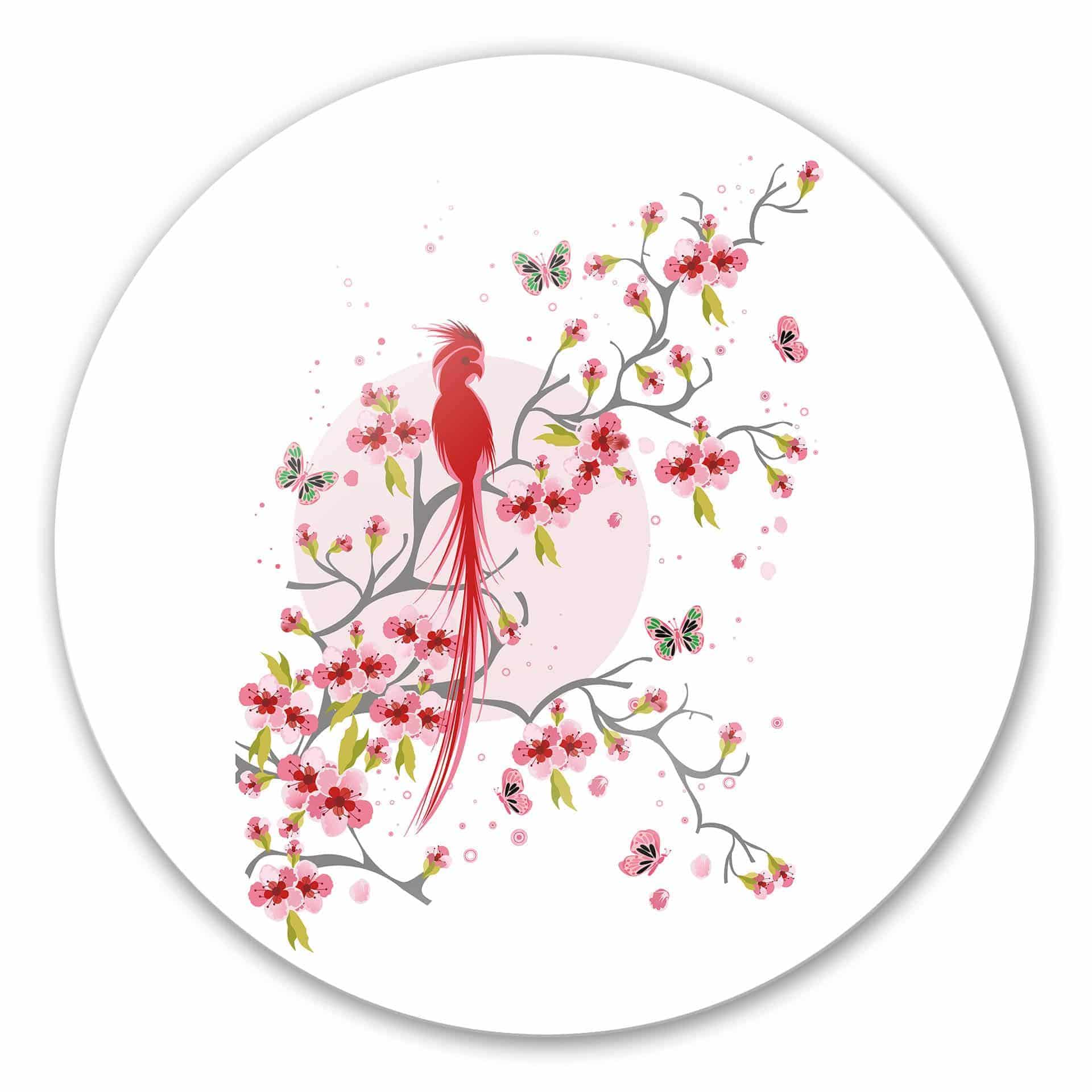 Tableau en verre - Oiseau du Paradis - rond