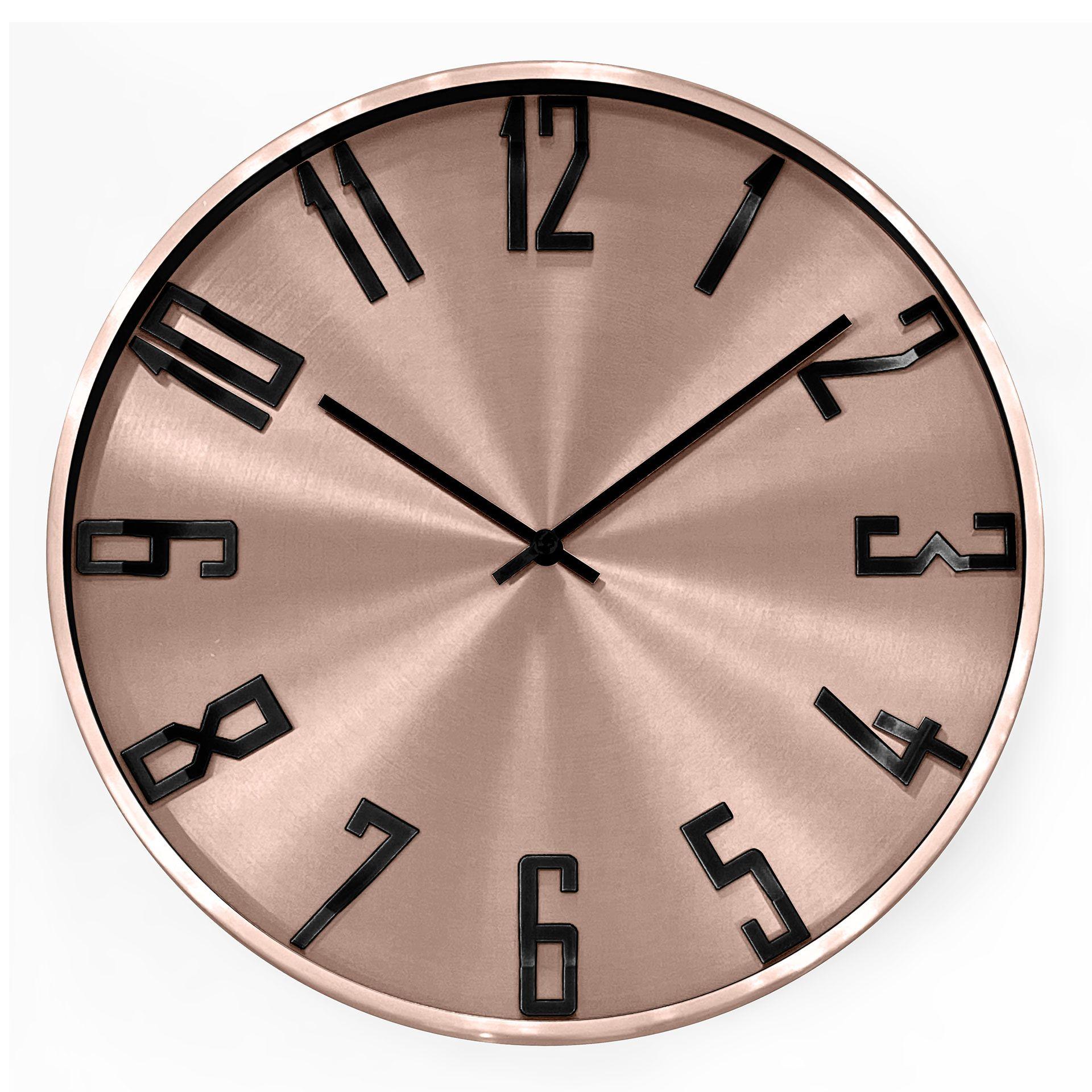 Moderne Wanduhr im Metallic-Look aus Aluminium, roségold | Ø 30 cm