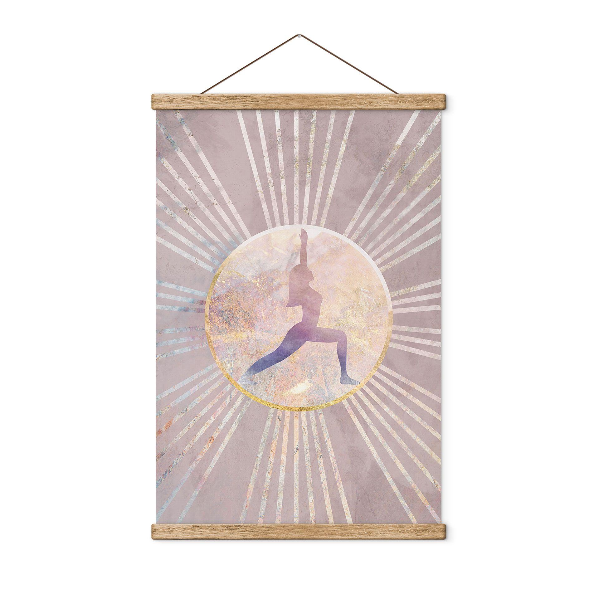 Póster de tela yoga saludo al sol rosa - Manovski