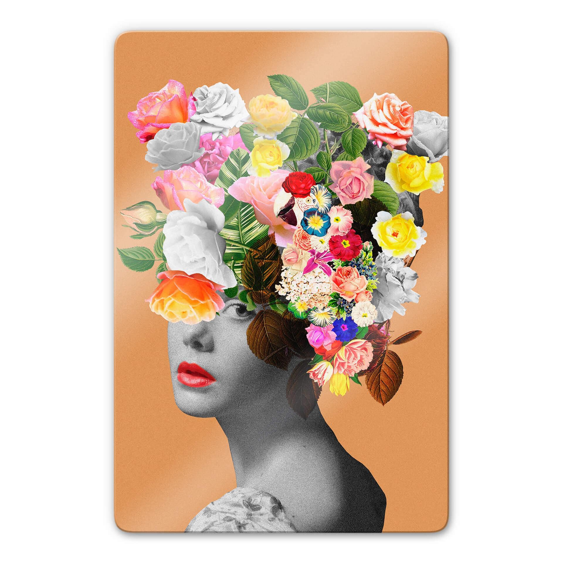Tableau en verre Frida Floral Studio - Orange Lady