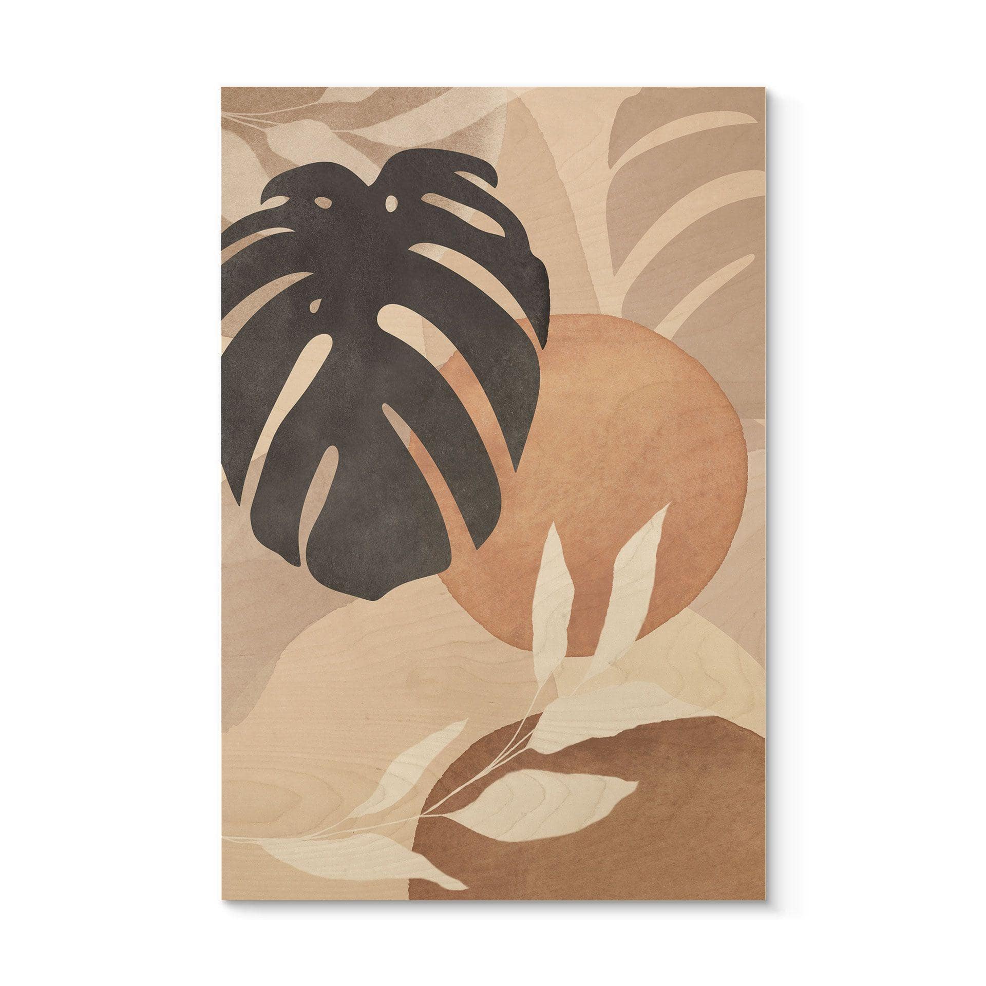 Billede af træ Boho Monstera-plante i naturlige toner - Melloi Art Prints
