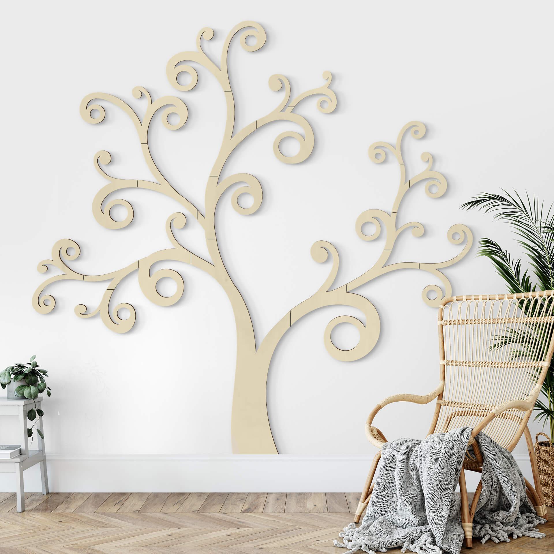 Decoración en madera álamo XXL árbol curvado (20 piezas)