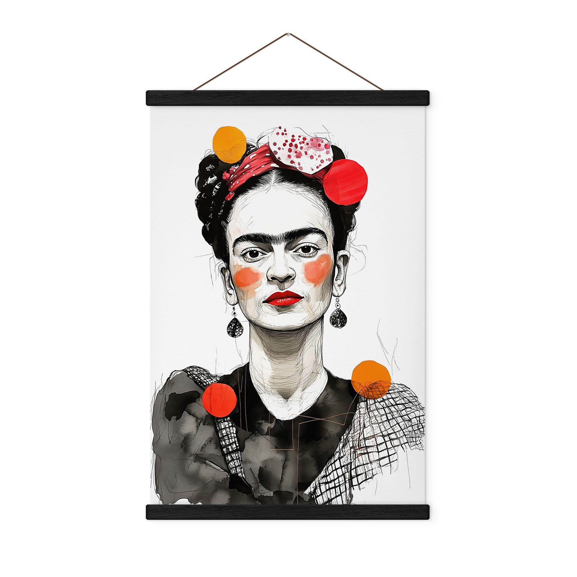 Tekstil plakat Frida Kahlo pop art portræt - Jaszke