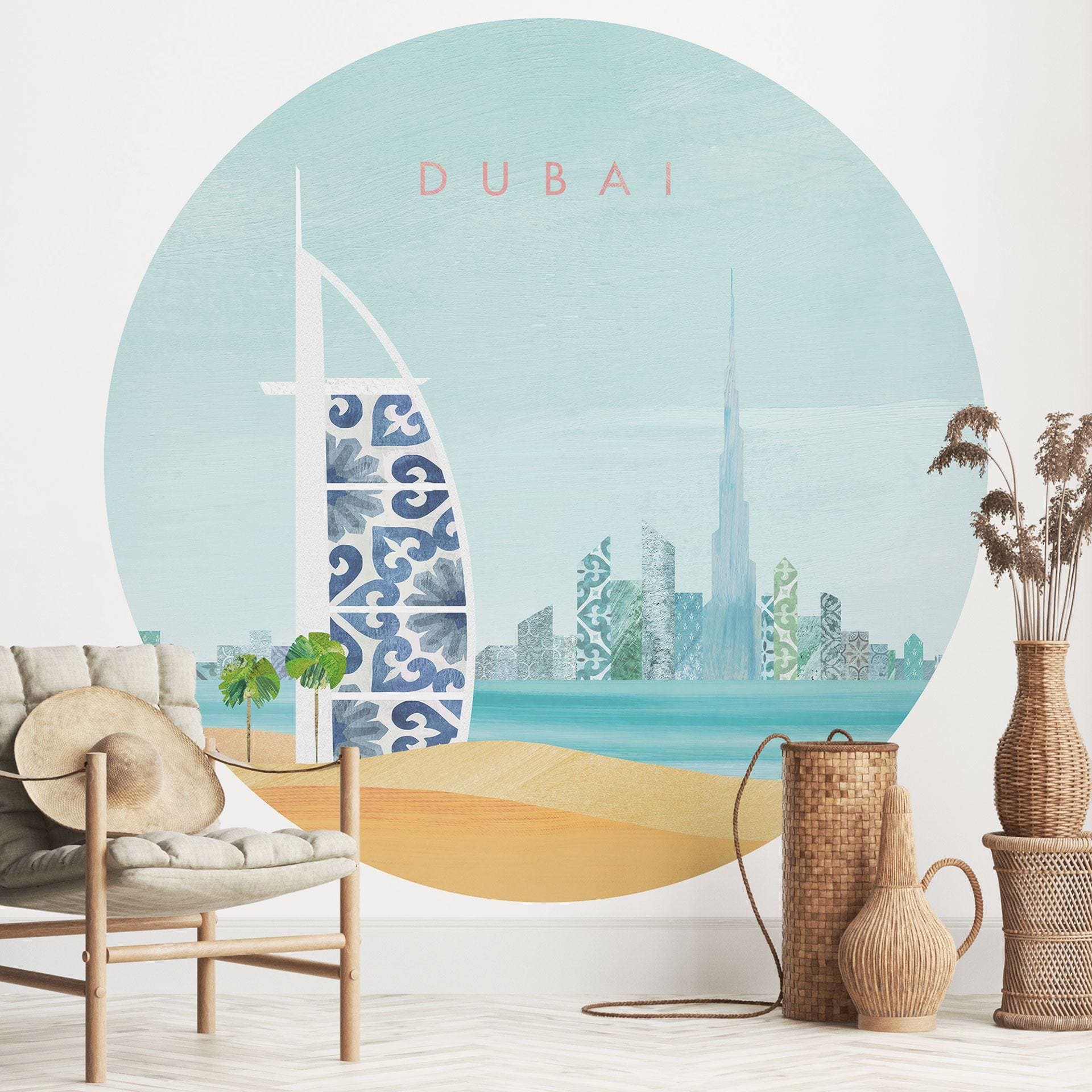Fotobehang Dubai Strand - Burj Al Arab - Rivers - Rond - vliesbehang/zelfklevend vliesbehang