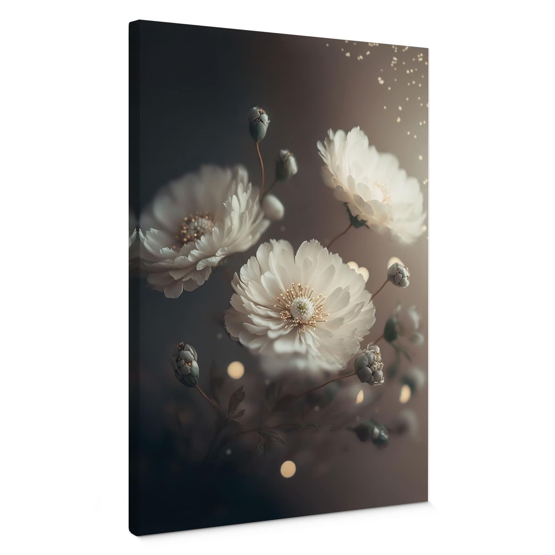 Lienzo Flores blancas con polvo de oro - Treechild