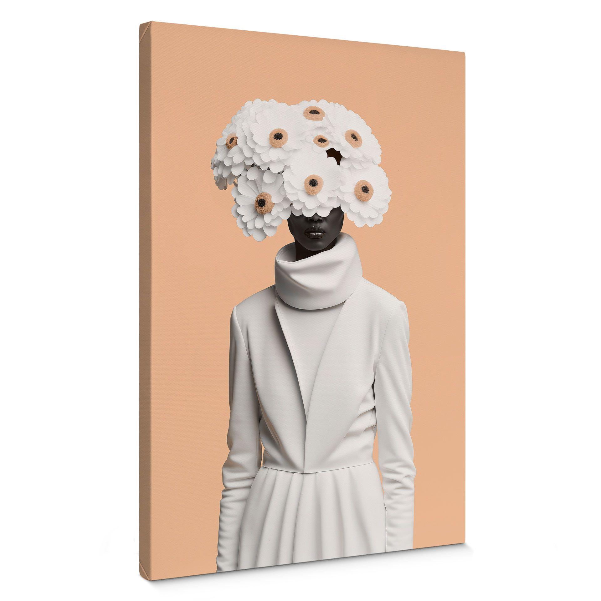Lienzo Señora de blanco con flores - Treechild