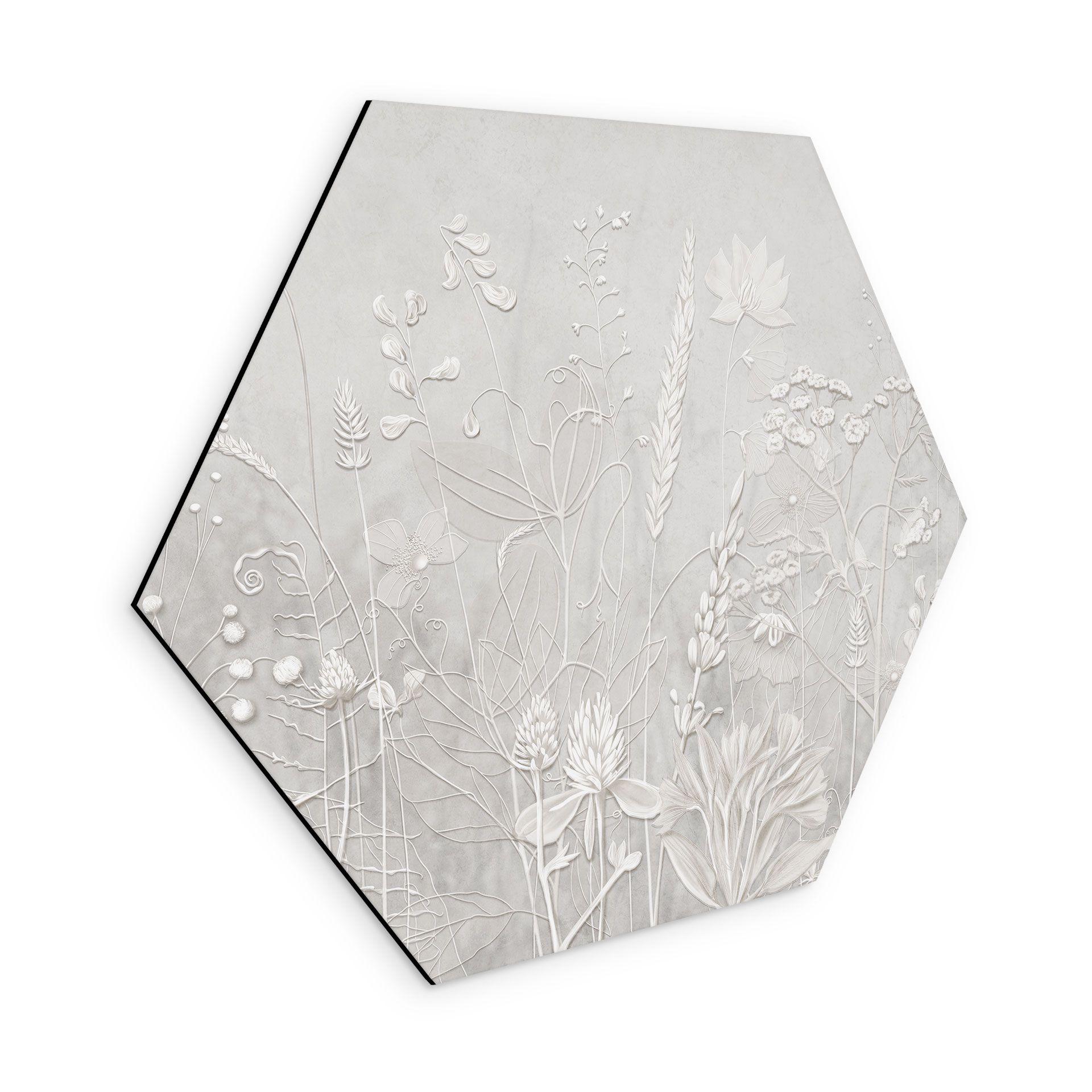Wanddecoratie in wit met zeshoekig design - Ms Tiff - Alu-Dibond