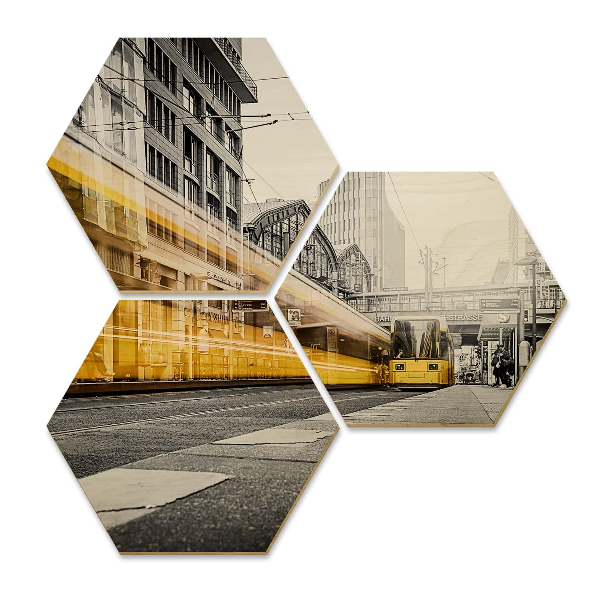 Hexagone - Bois placage de bouleau - Berlin Friedrichstraße-02 (Set de 3)