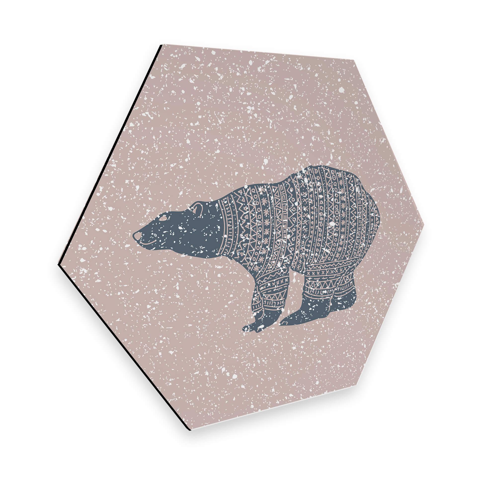 Hexagon - Alu-Dibond Ijsbeer blauw