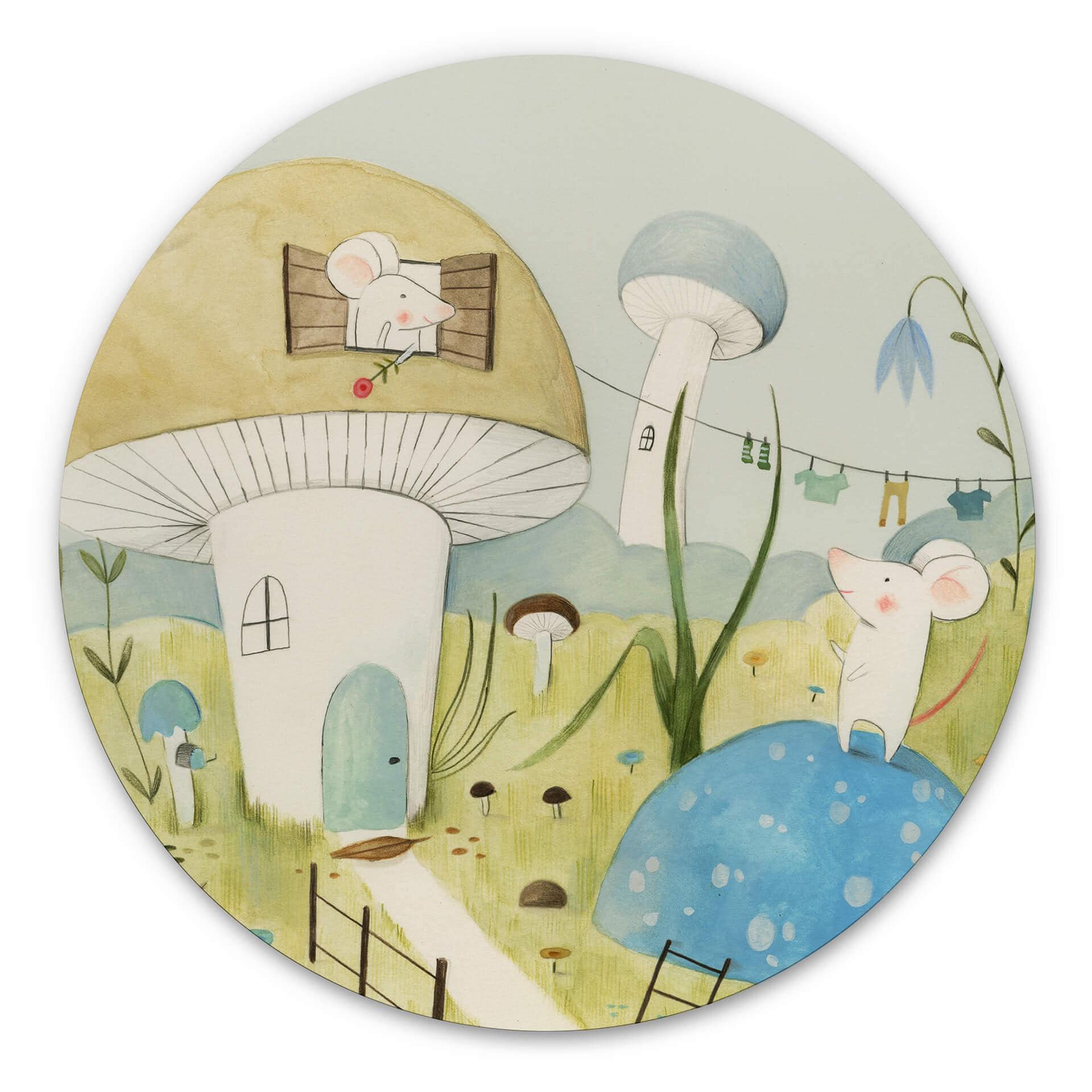 Tableau en alu-Dibond Loske - Ville des souris- Rond