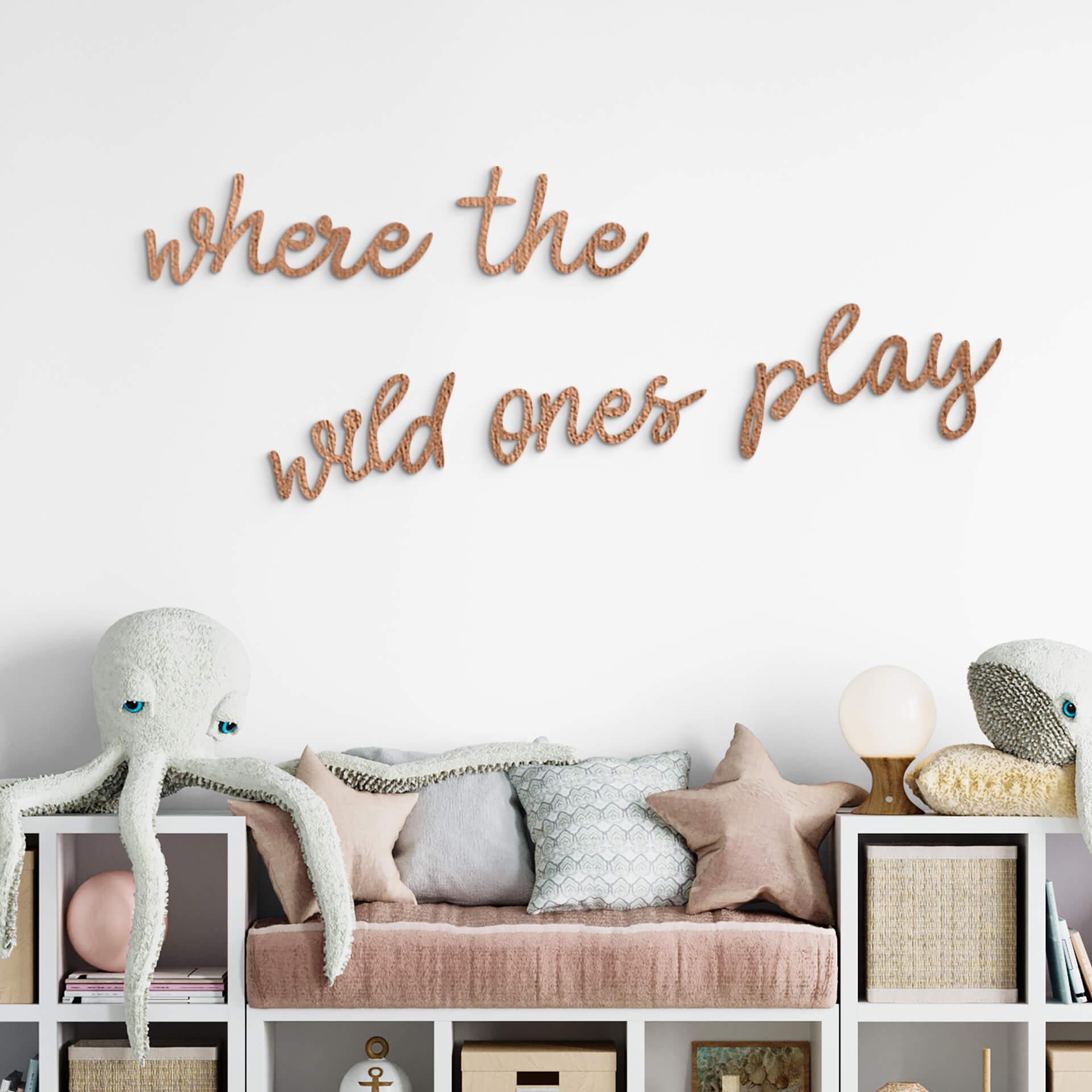 Træ vægdekoration mahogni finer Where the wild ones play