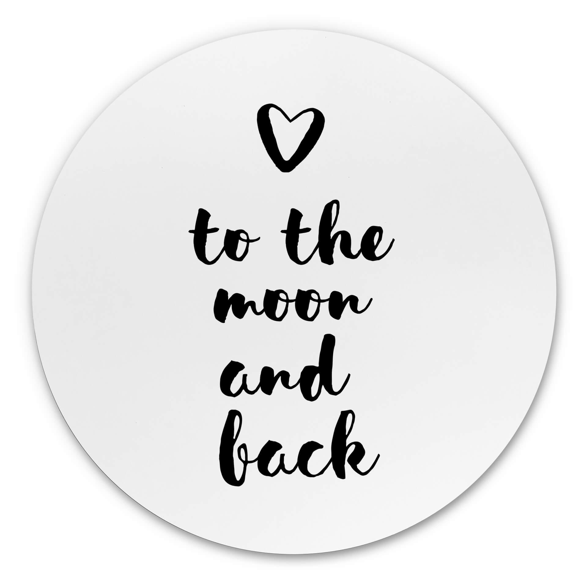 Tableau sur alu-Dibond rond Love to the moon and back