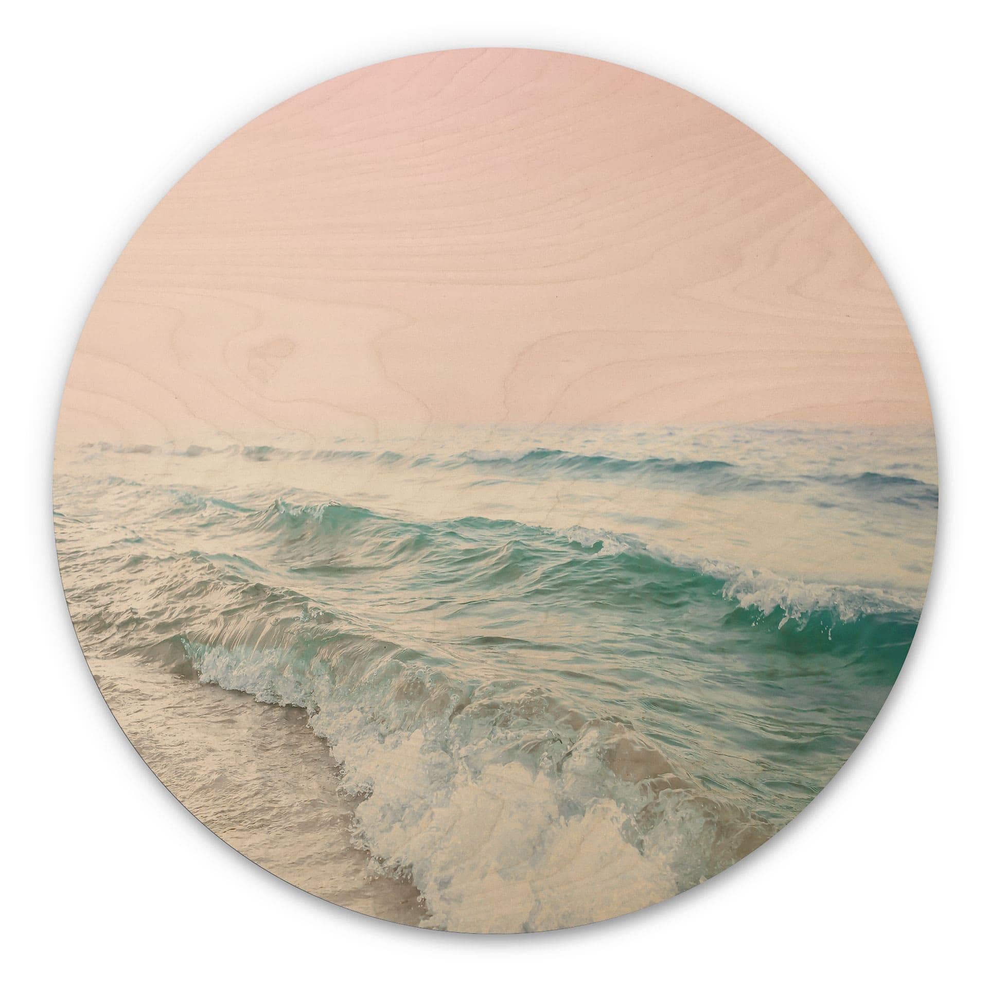 Cuadro de madera Cielo rosa sobre el mar - Sisi & Seb - Redondo