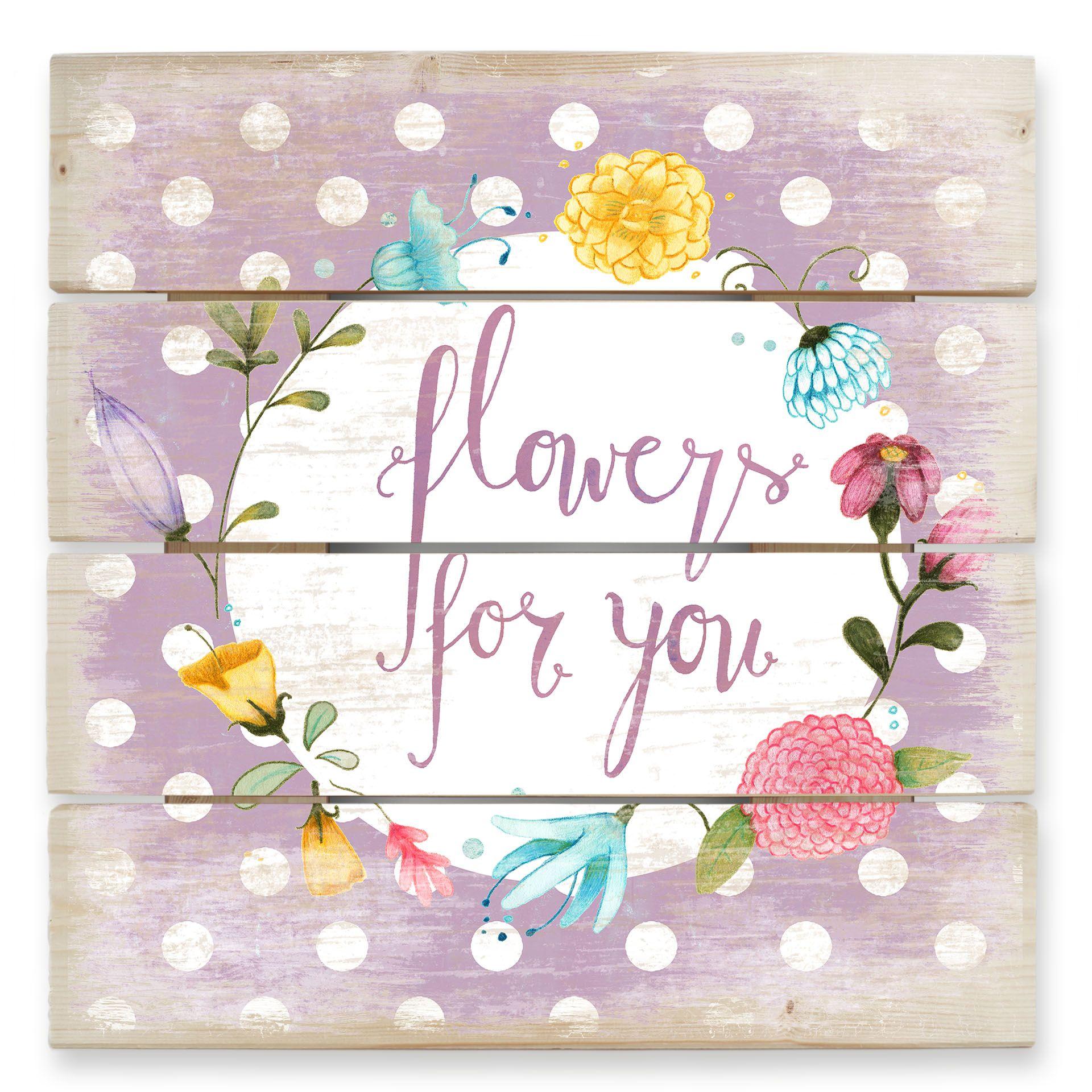 Cuadro de madera Loske - Flores para ti - 40x41,5 cm
