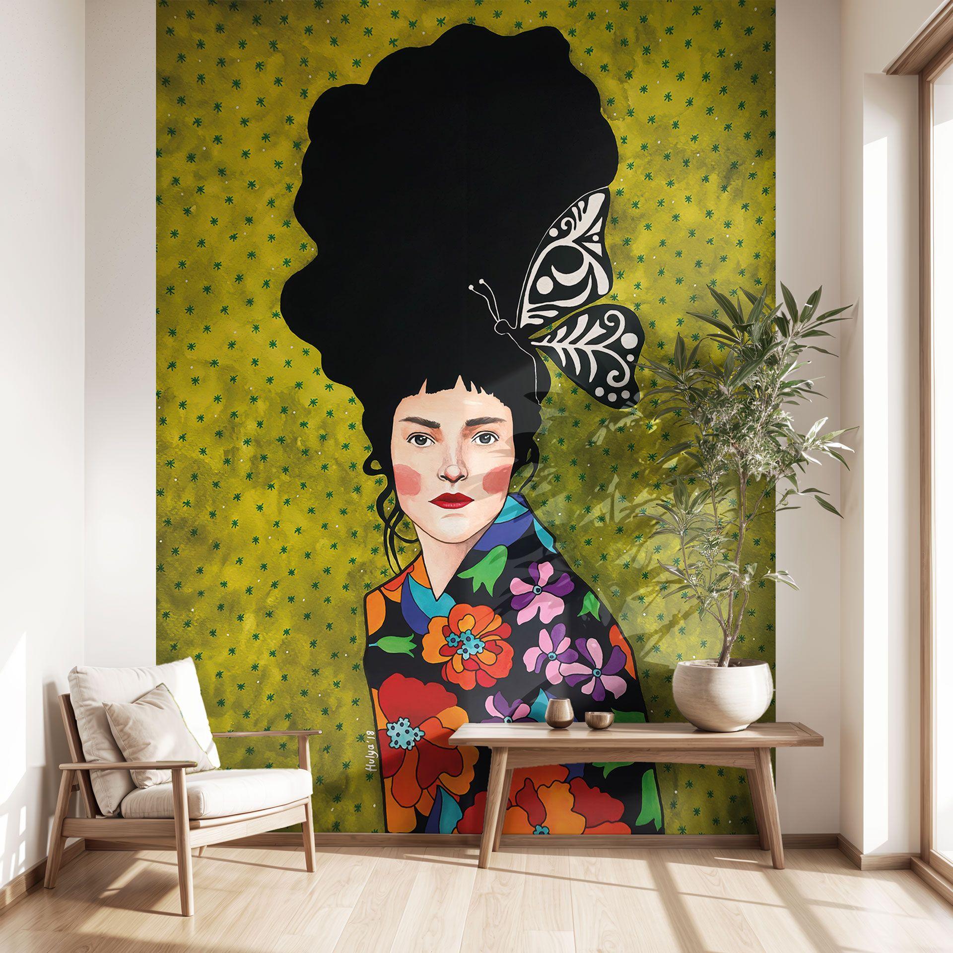 Fotomural Mujer con mariposa en el pelo - Hülya
