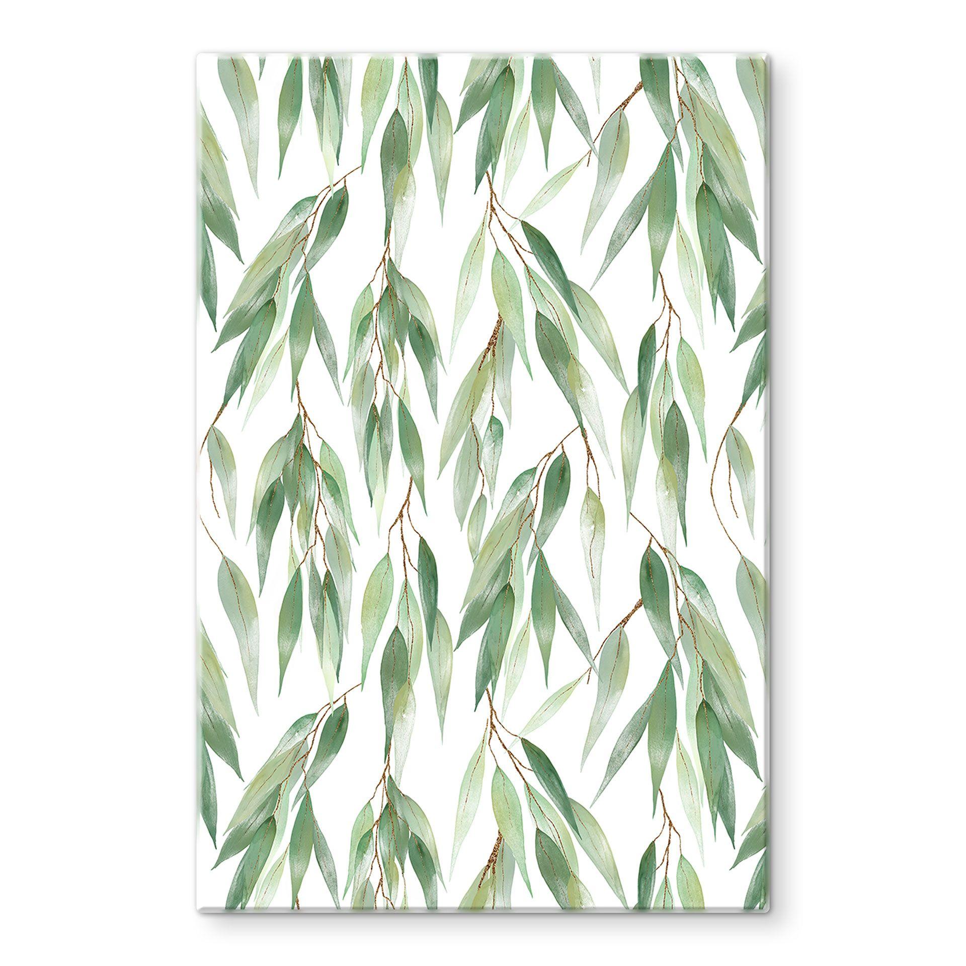 Glasbillede - Grene med grønne blade - UN Designs