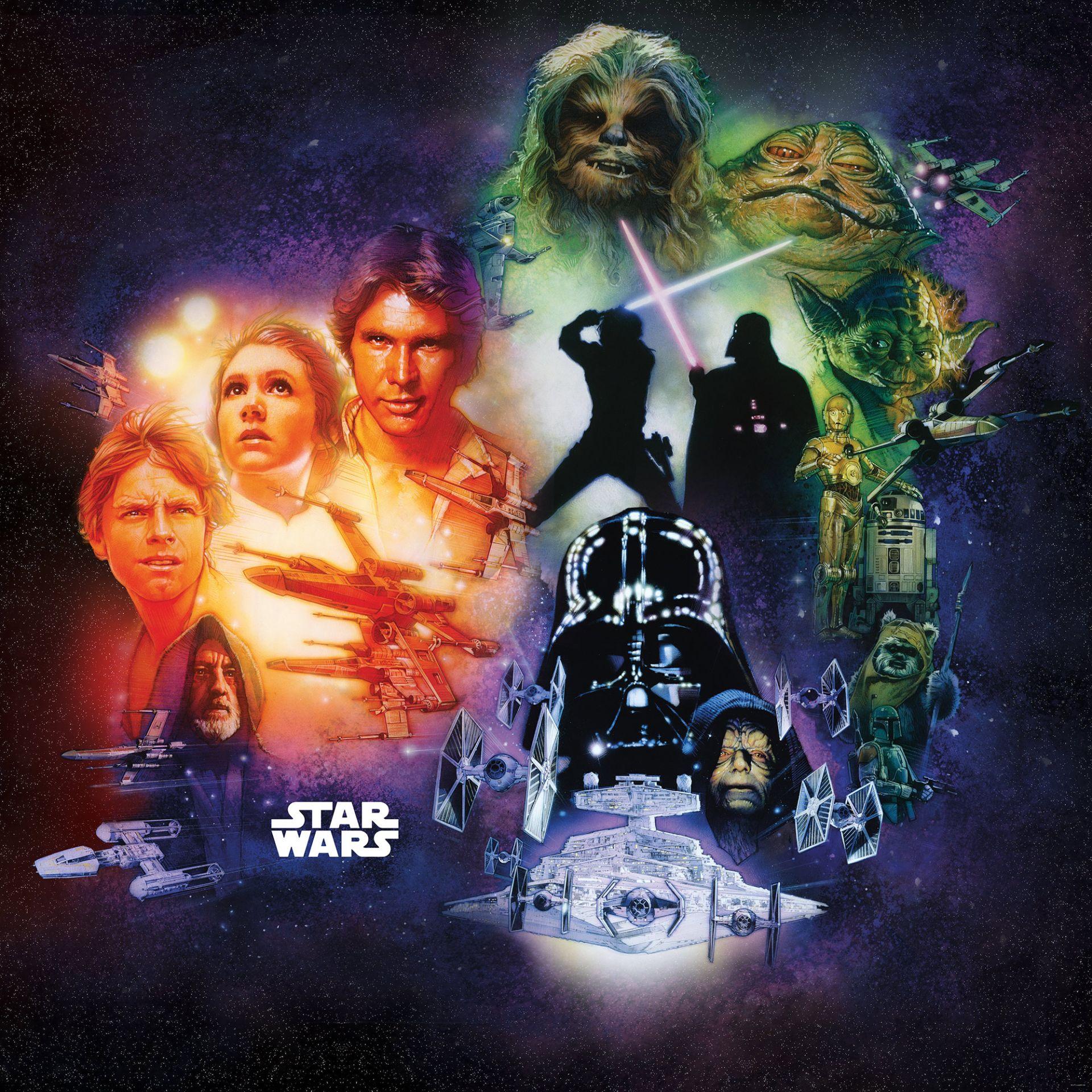 Vlies Fototapete - Star Wars Classic Poster Collage - 250 x 250 cm
