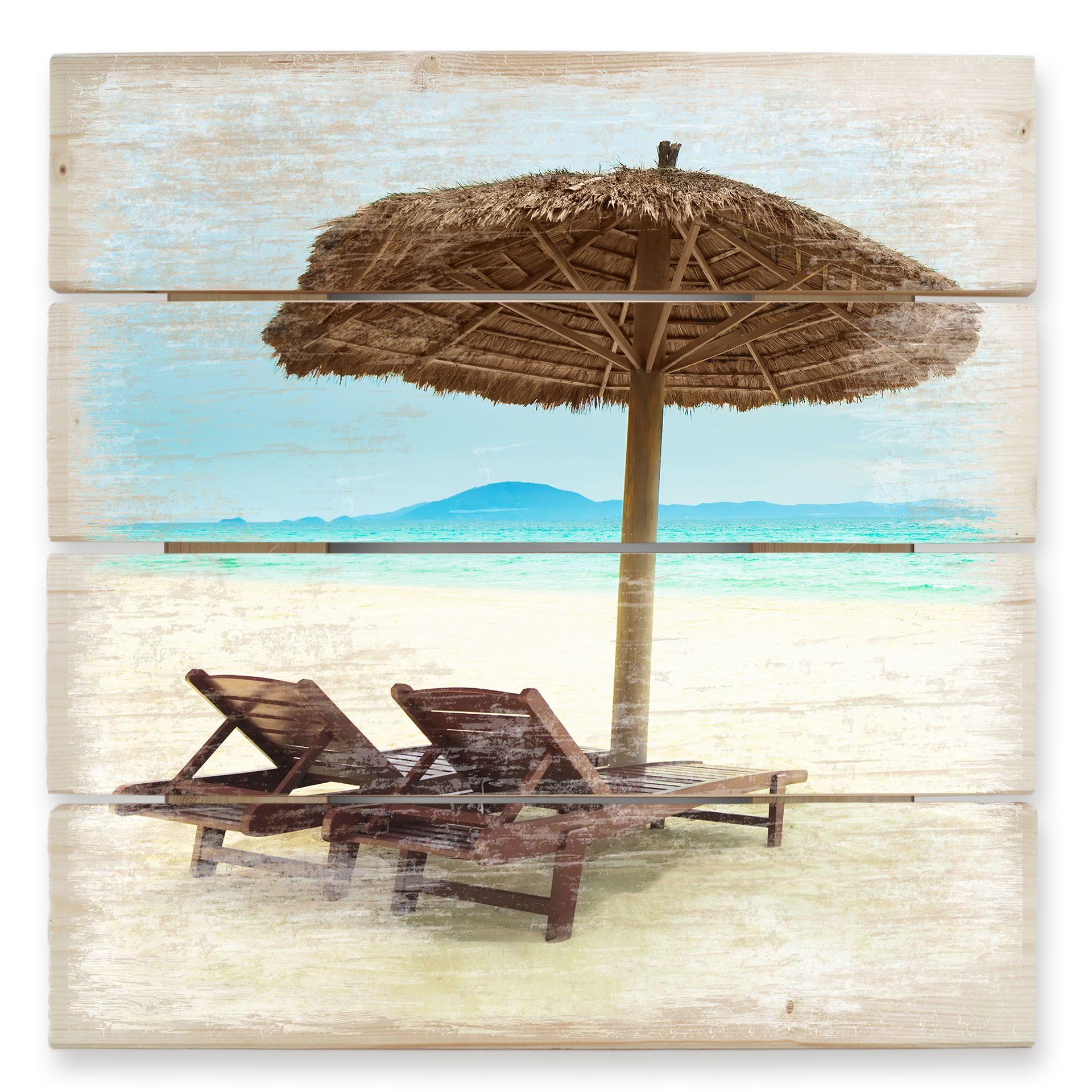 Cuadro de madera Vacaciones en el paraíso - 40x41,5 cm