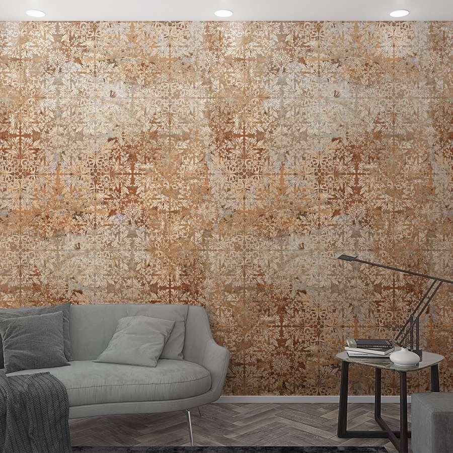 Fototapet i vintagestil Beige, Rød,Ornamental 2.70 x 1.59 m