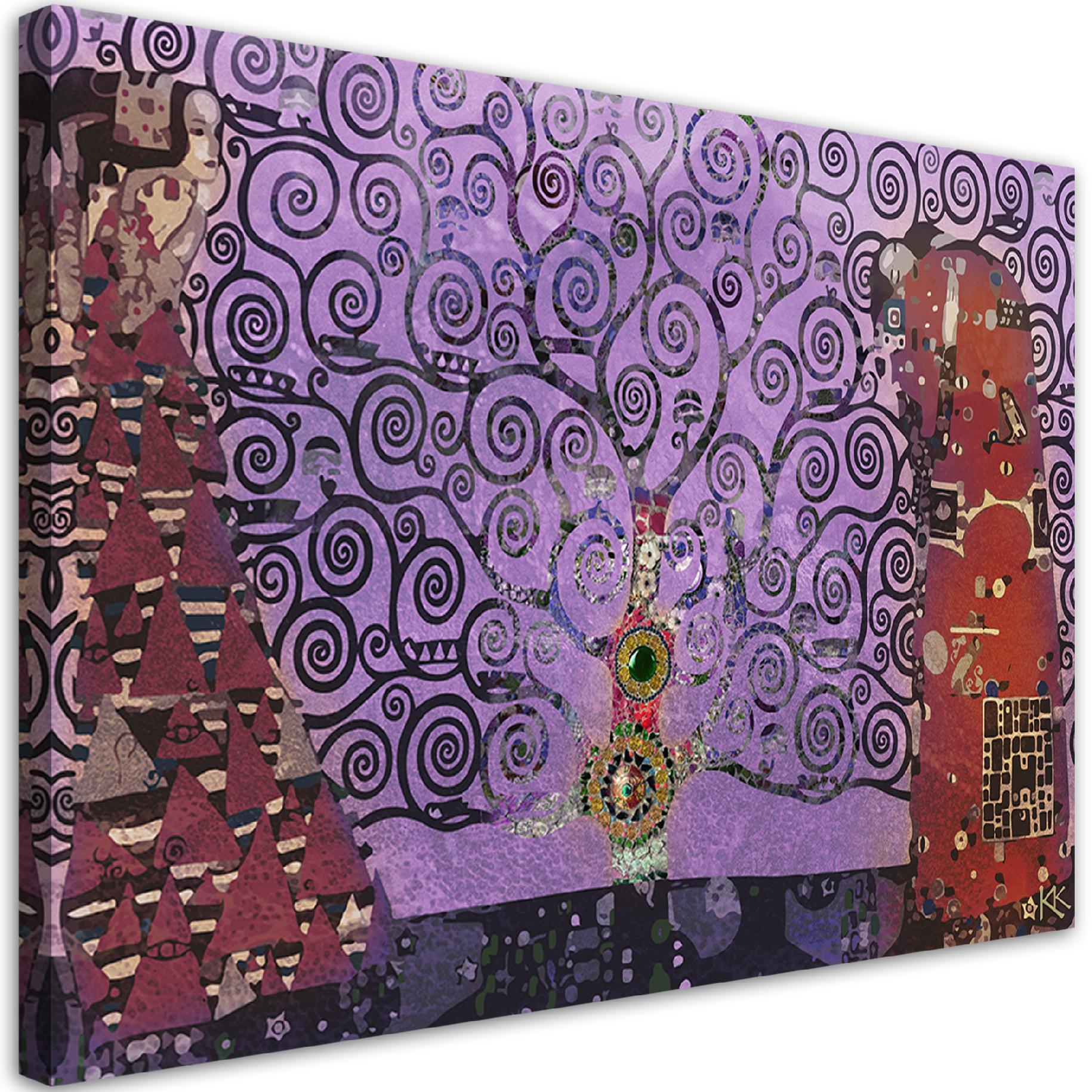 Canvasbillede, Gustav Klimt violet livstræ