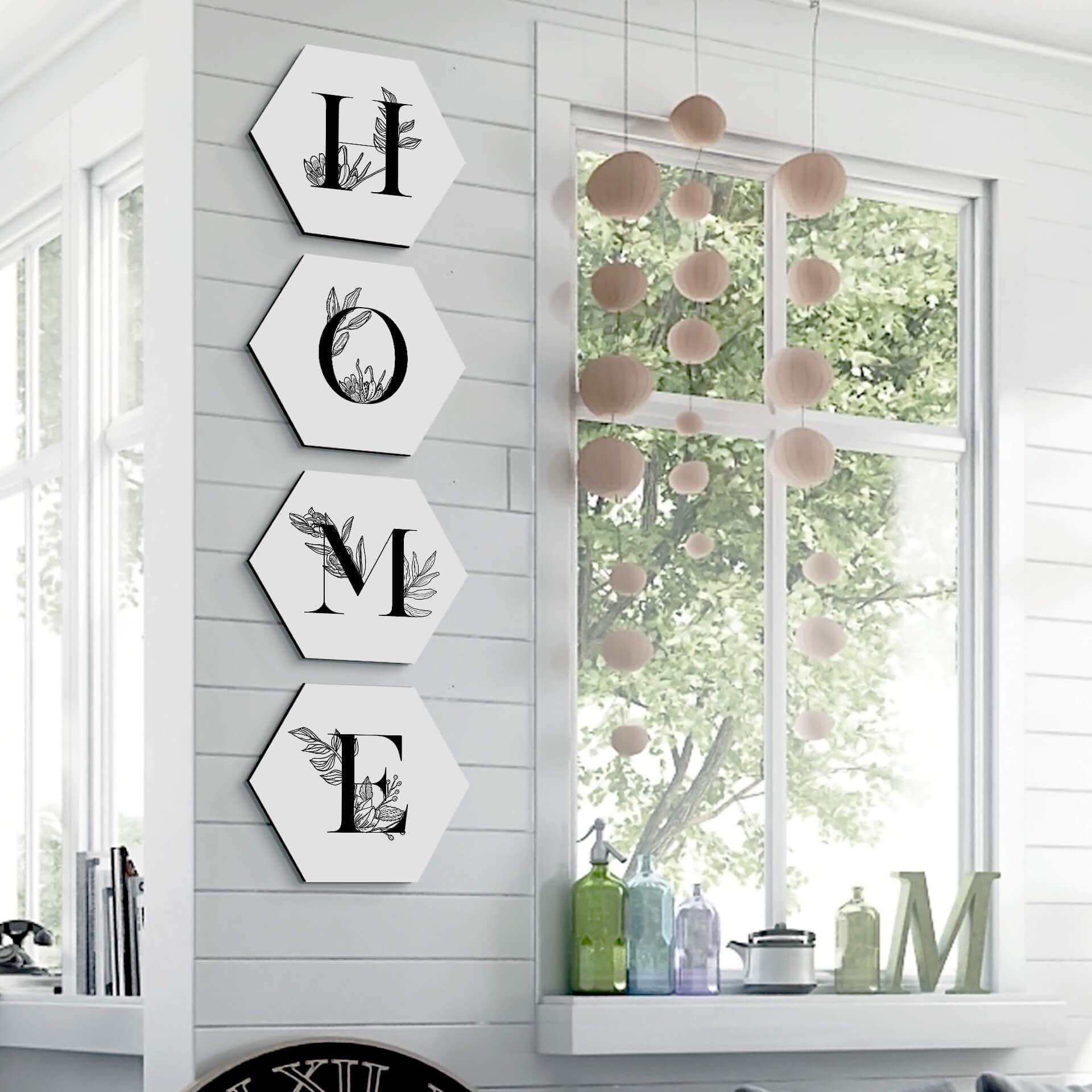 Hexagone - Alu-Dibond Lettres alphabet fleuri