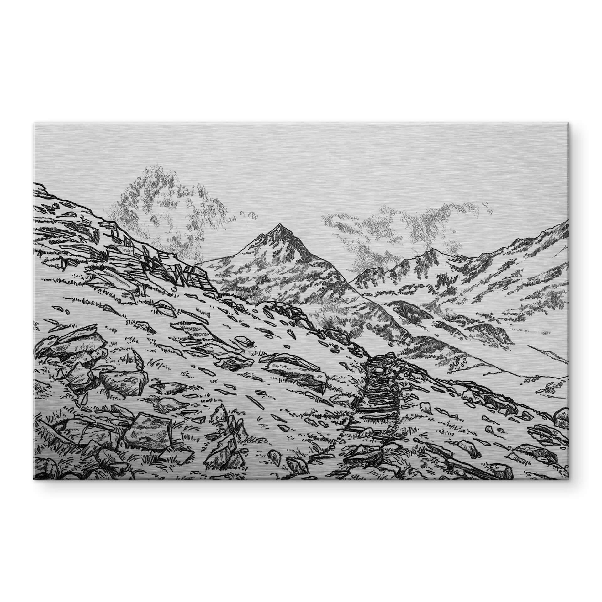 Tableau en alu-Dibond effet argenté Sparshott - La course en montagne