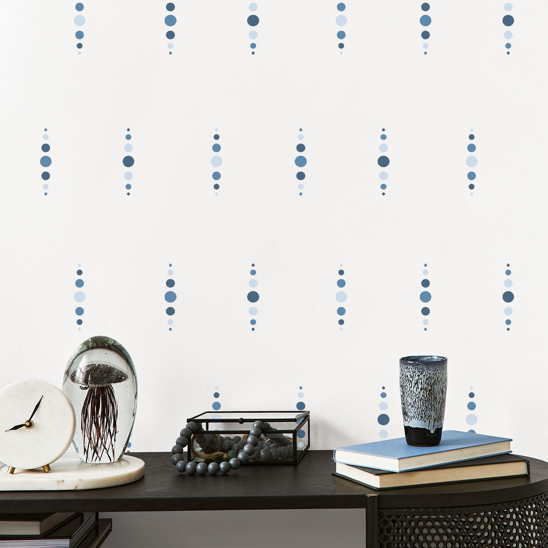 Wallsticker former - Geometriske cirkler i blåt
