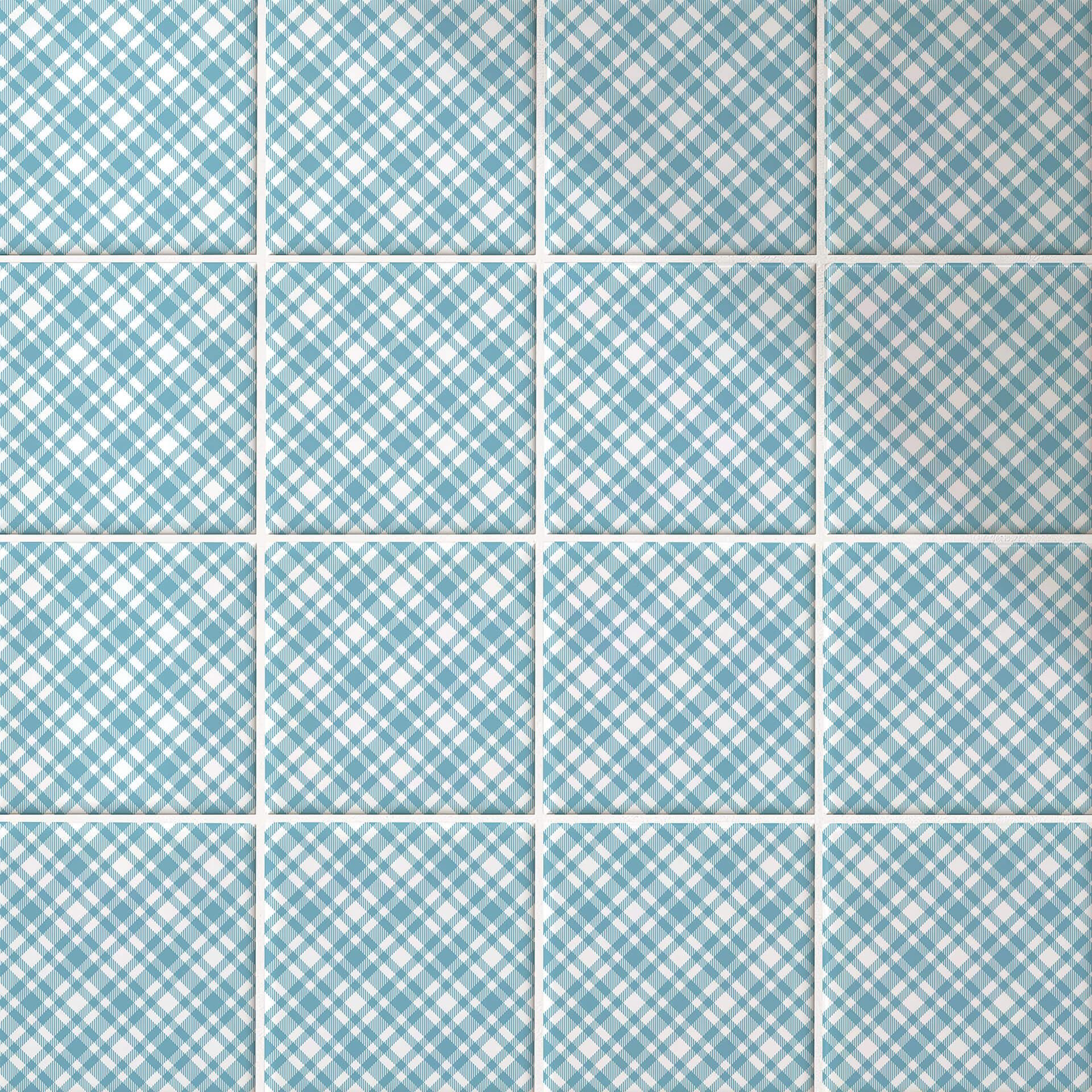 Azulejos Adhesivos a cuadros en azul y blanco - lote de 12