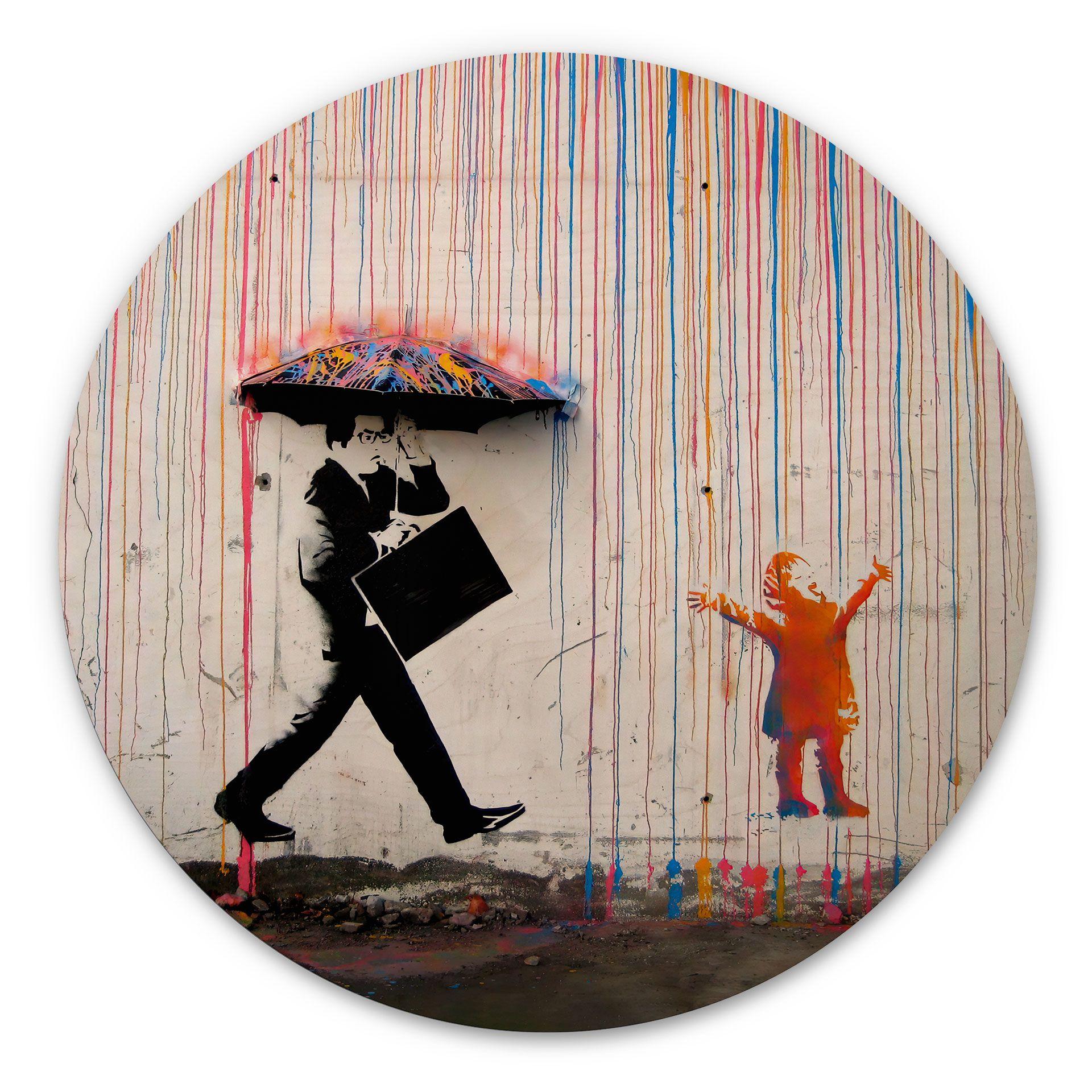 Træbillede Banksy - Coloured Rain