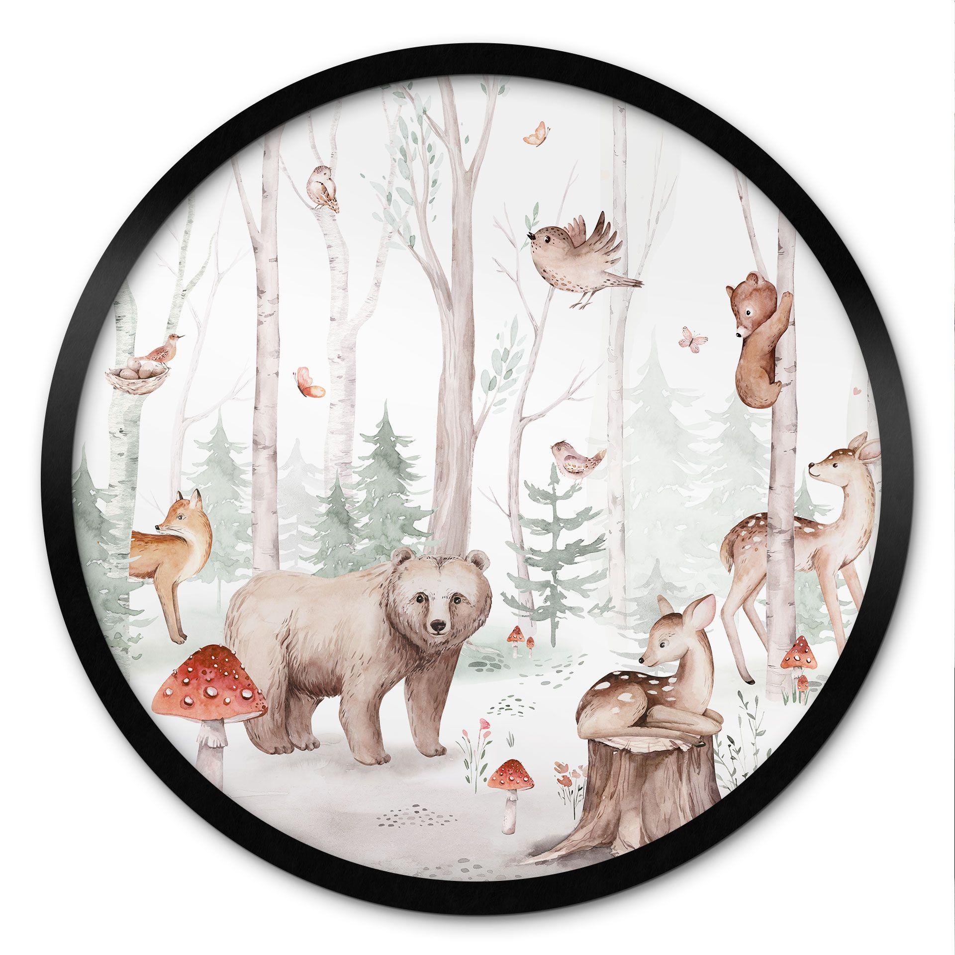 Plakat skovens dyr om efteråret - Kvilis - Round