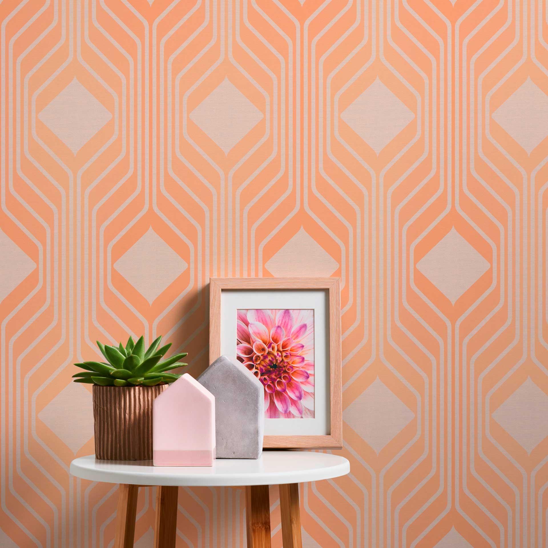 Retro tapet orange beige - vintage ikke-vævet tapet abstrakt - mønster tapet tekstureret skræl og st