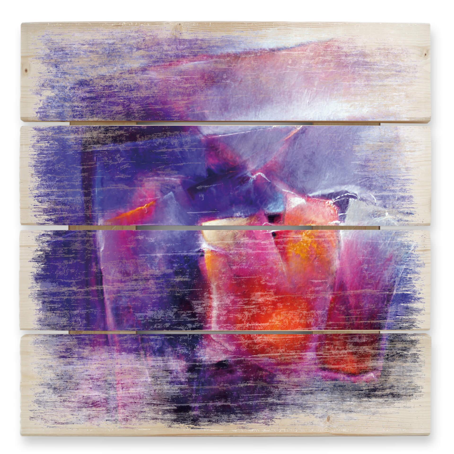 Cuadro de madera Schmucker - Azul y naranja - 40x41,5 cm