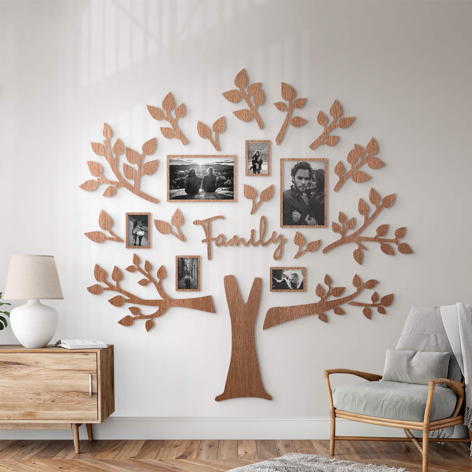 Árbol genealógico de madera XXL Familia - madera de caoba