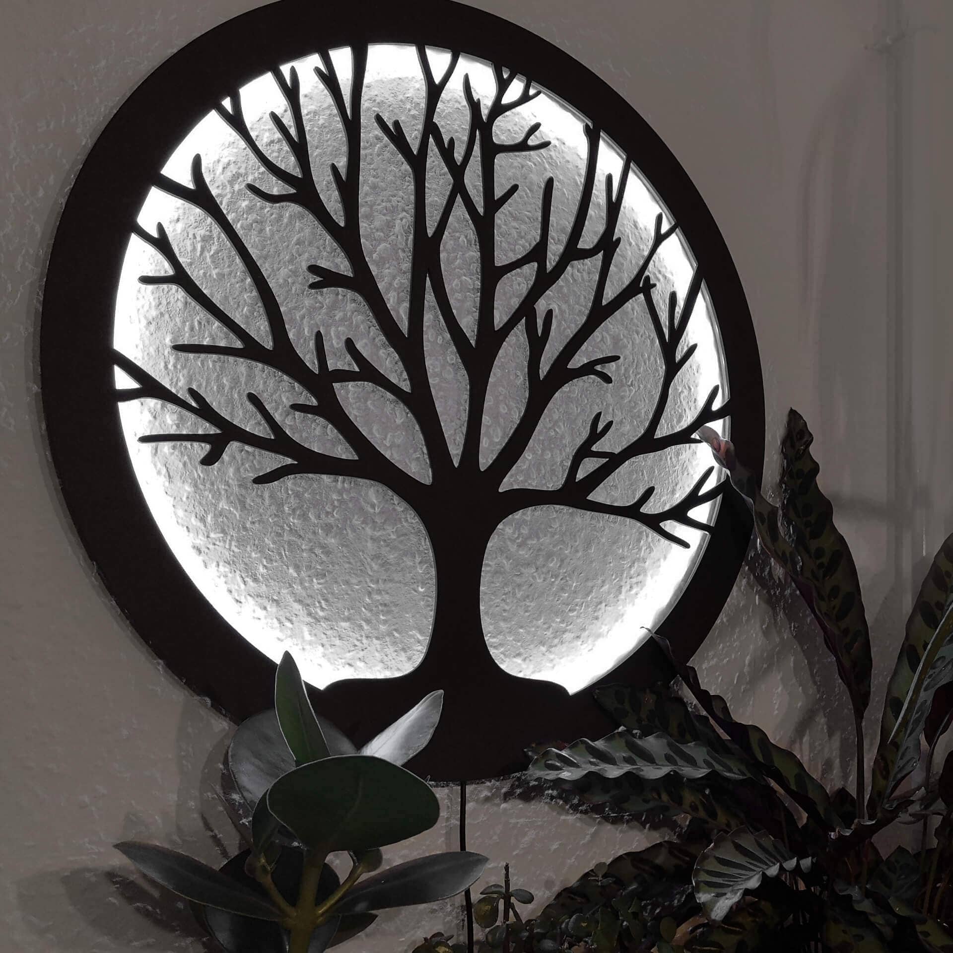 Décoration lumineuse LED en MDF - Arbre de vie