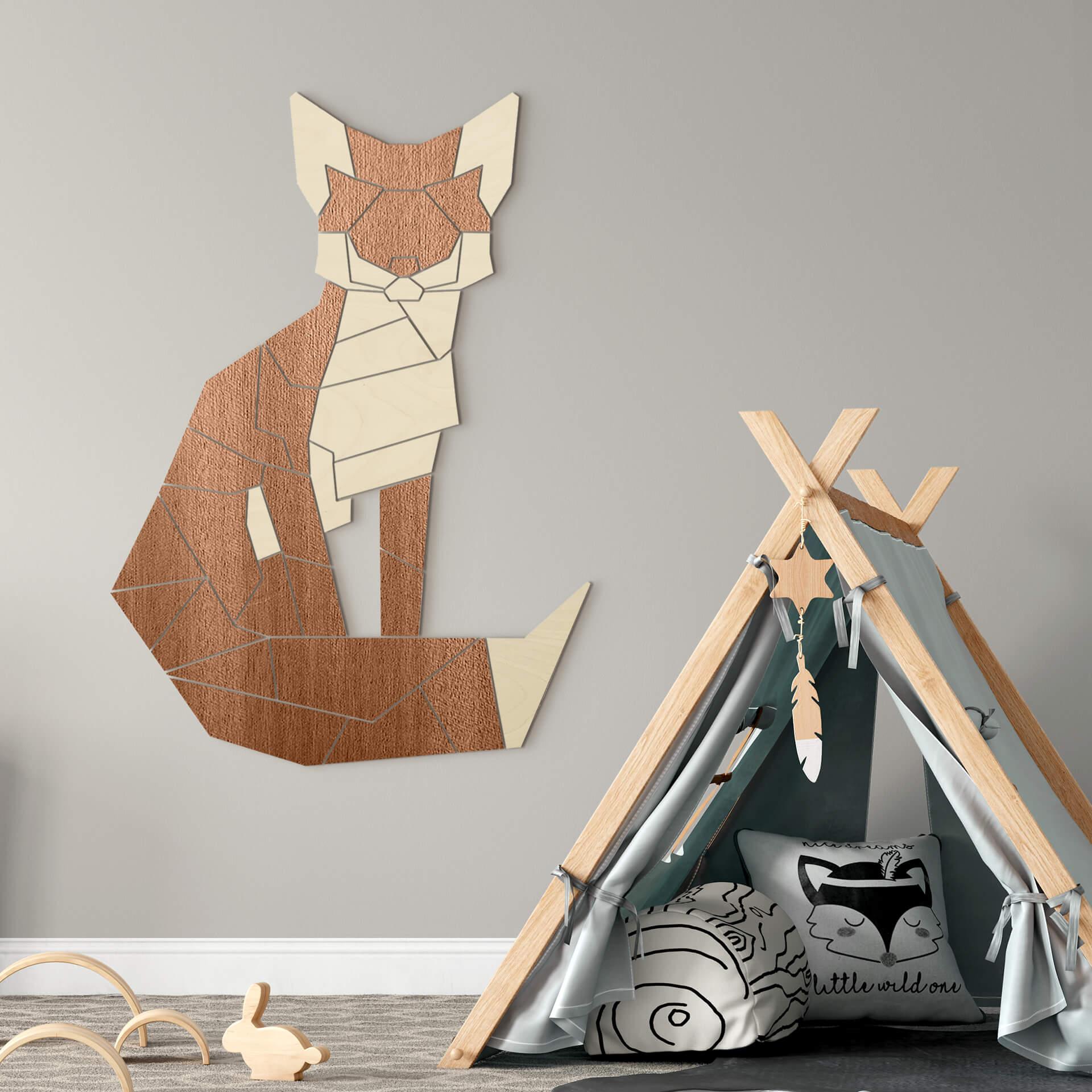 puzzle de madera 3D decorativo de animal zorro
