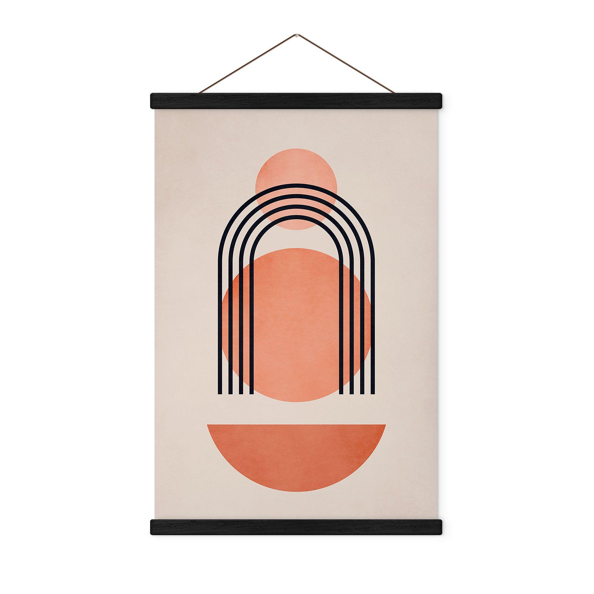 Tekstil plakat Abstrakt geometri i ferskenfarver - Kubistika
