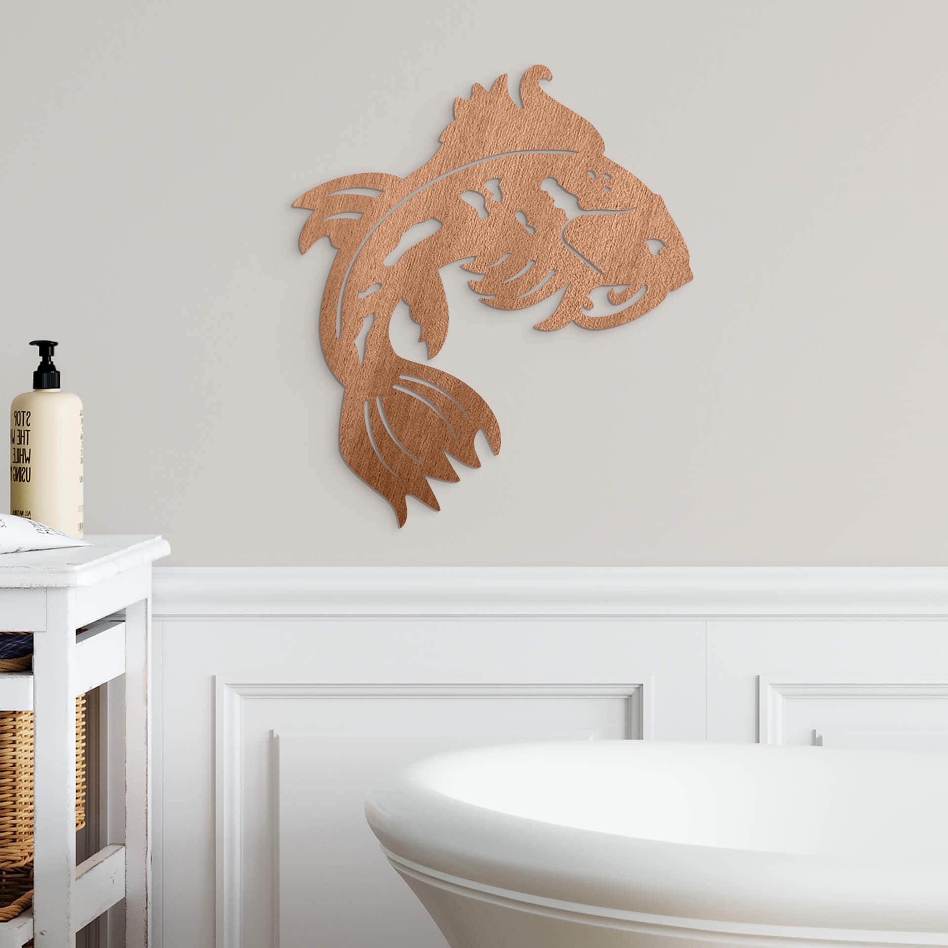 Decoración en madera caoba - Koi japonés 