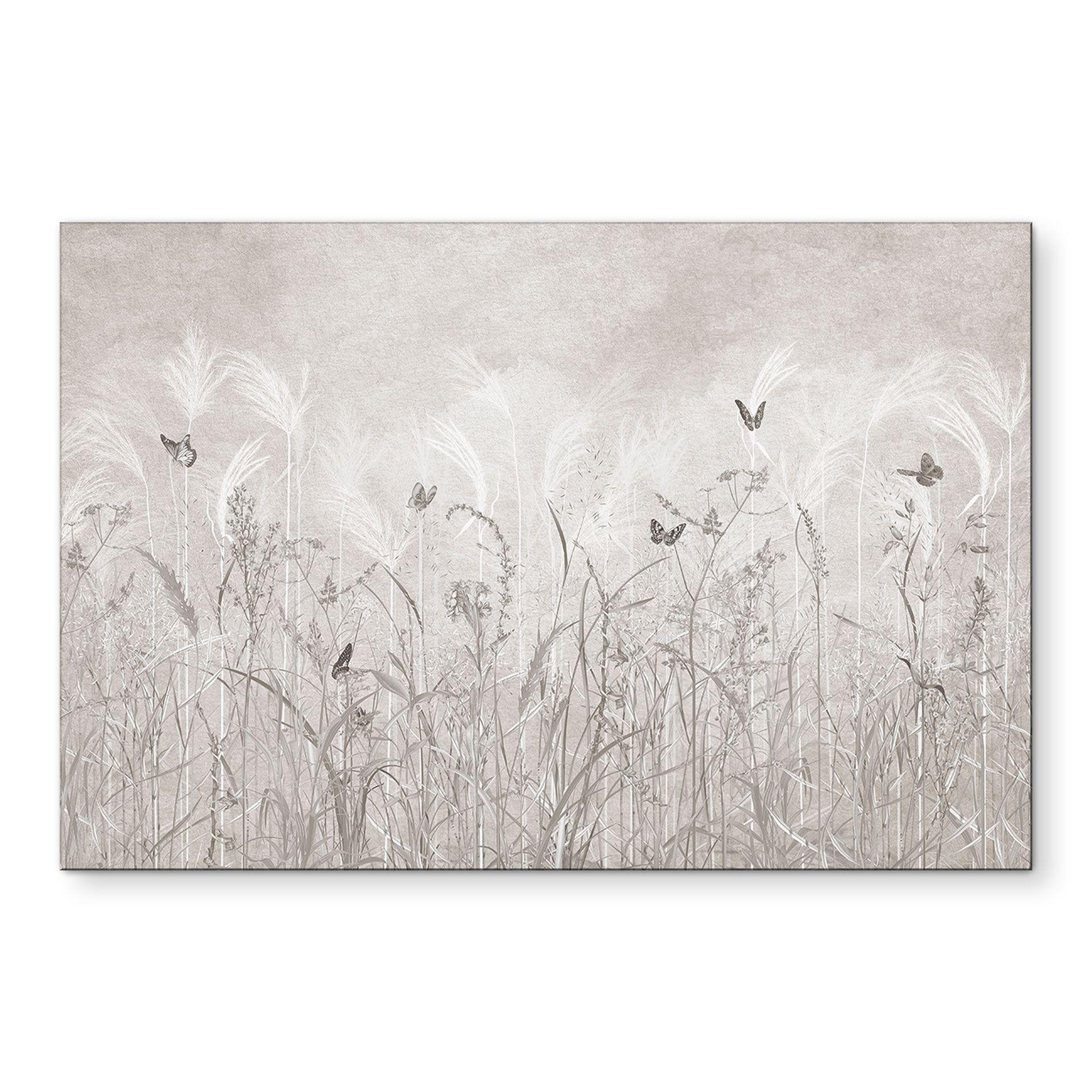Wanddecoratie wilde bloemenweide met vlinders in Scandinavisch design - Ms Tiff - Alu-Dibond
