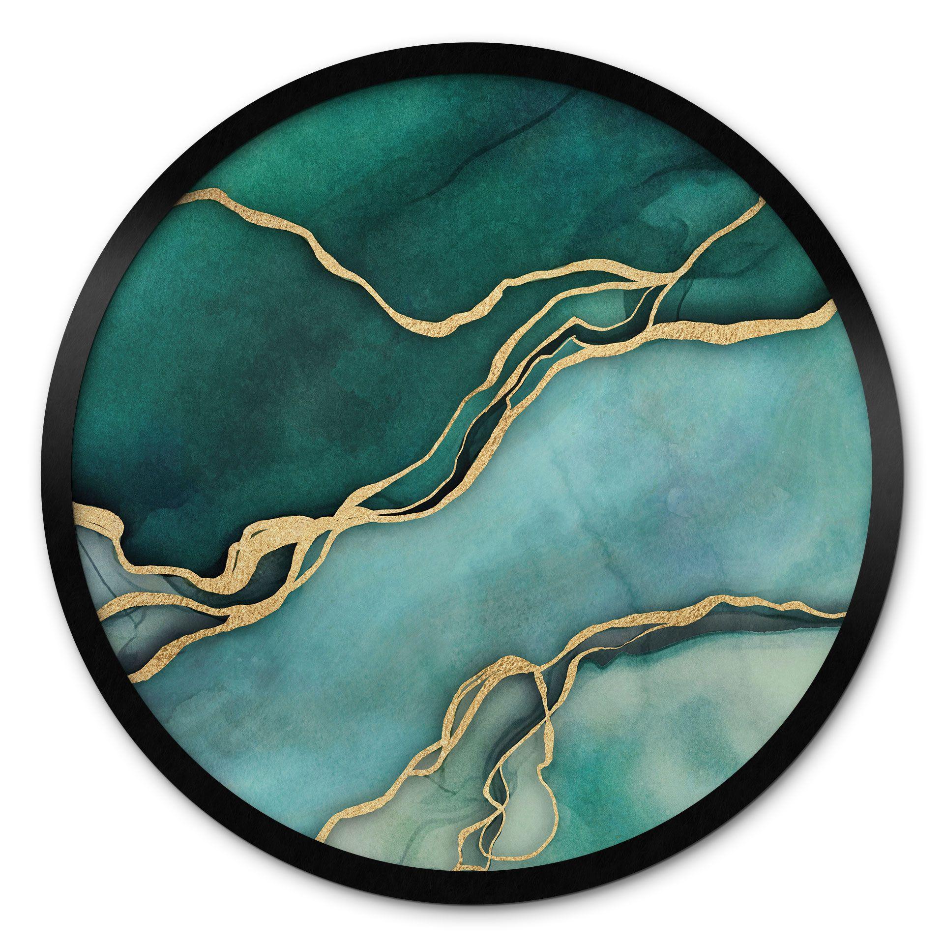 Póster de mármol verde dorado - Haase - Redondo