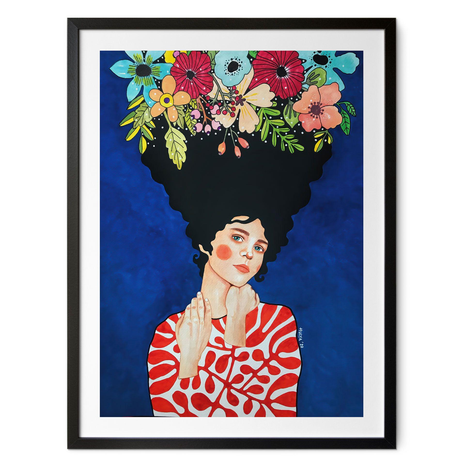 Plakat kvinde med blomster i håret - Hülya