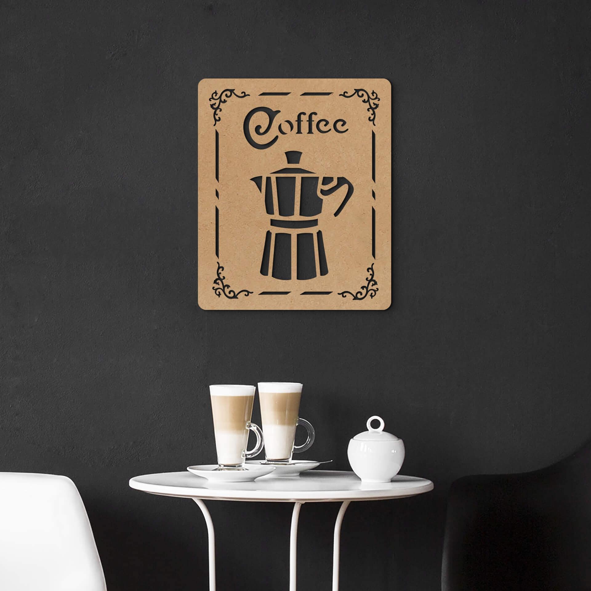 MDF-dekoration Kaffeskilt - Espresso kaffekande