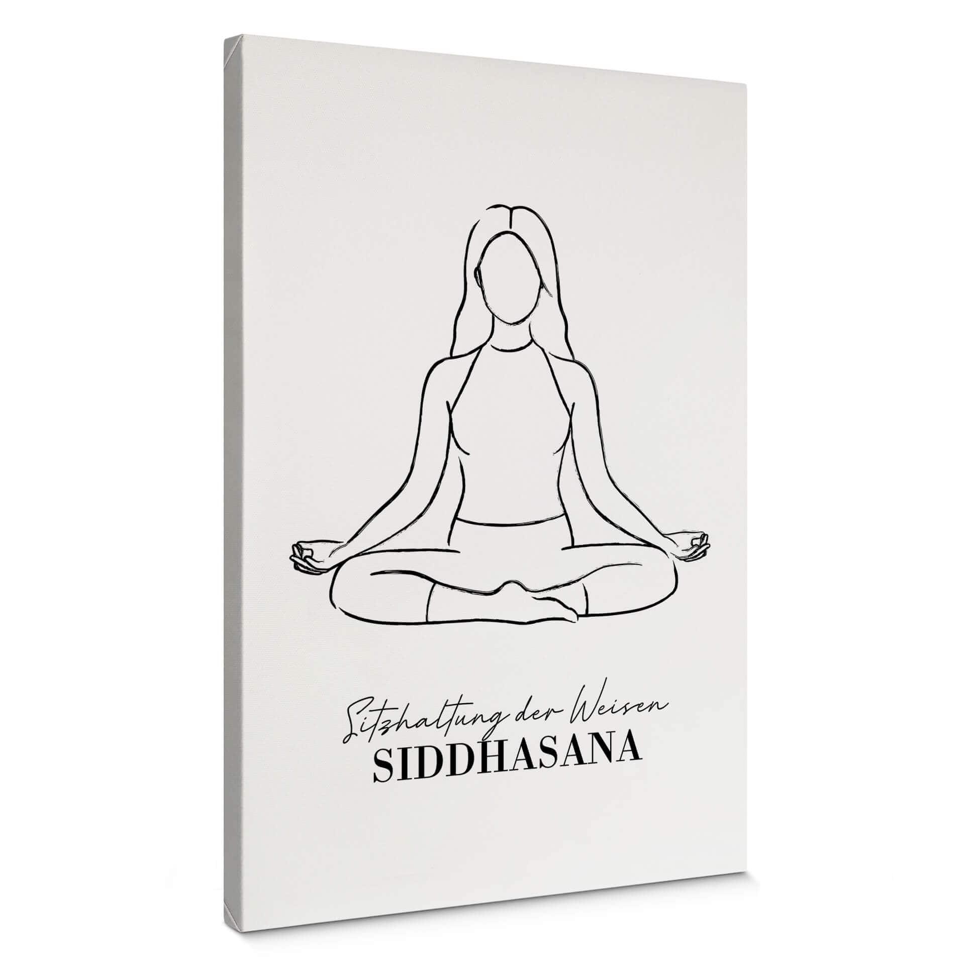 Lienzo de yoga sentado postura de los sabios - Line Art