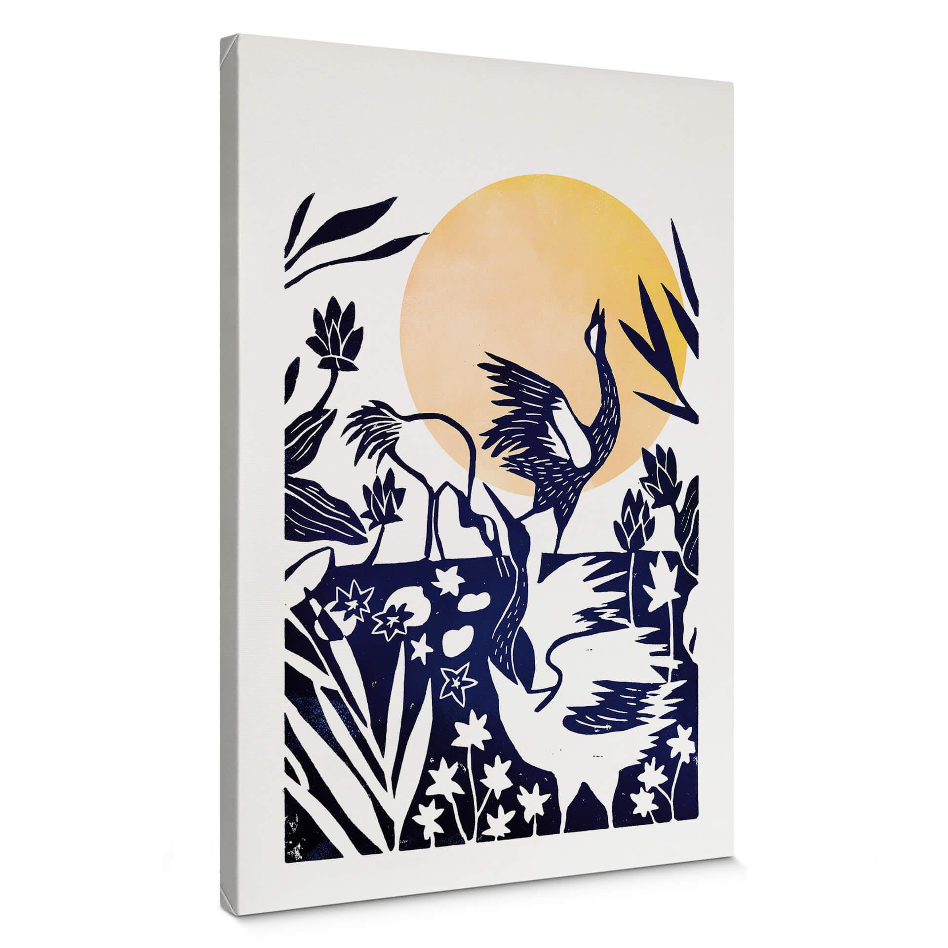 Lienzo Goed Blauw - Linograbado Grulla