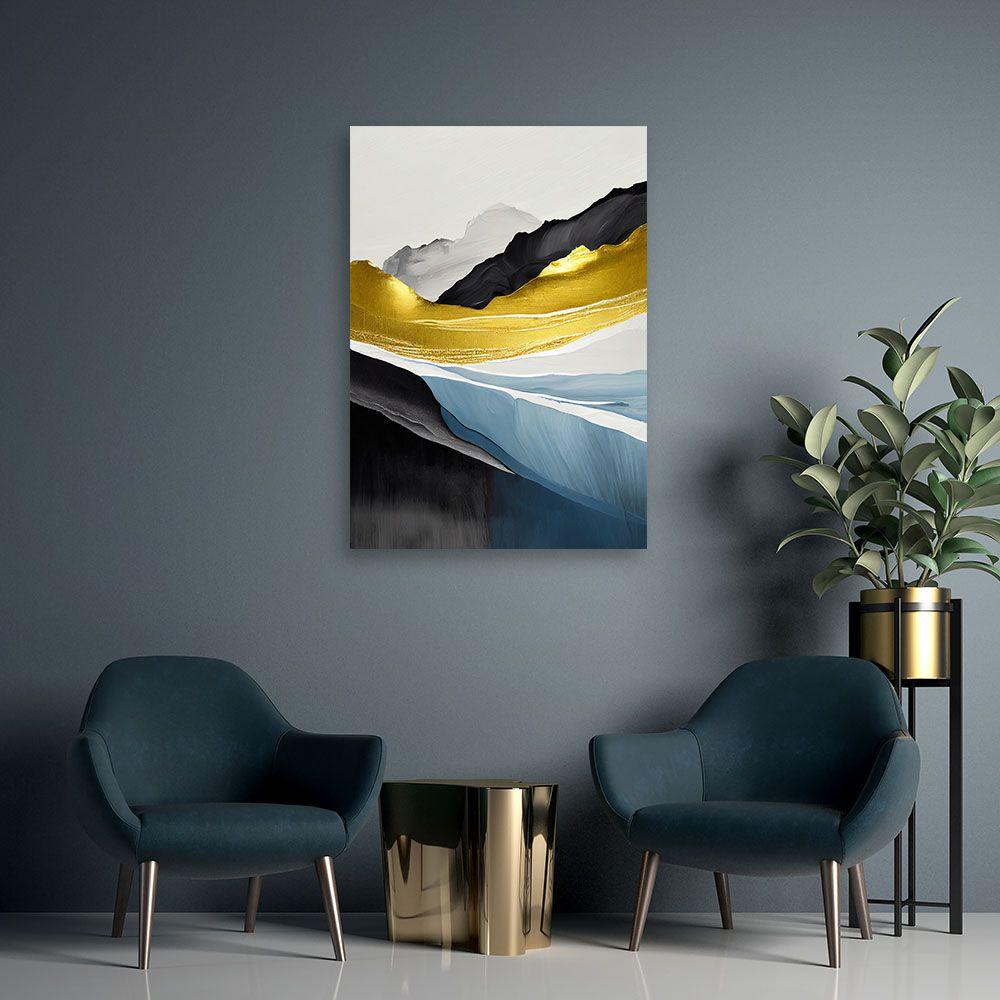 Canvasbillede, Abstrakte bjerge i guld