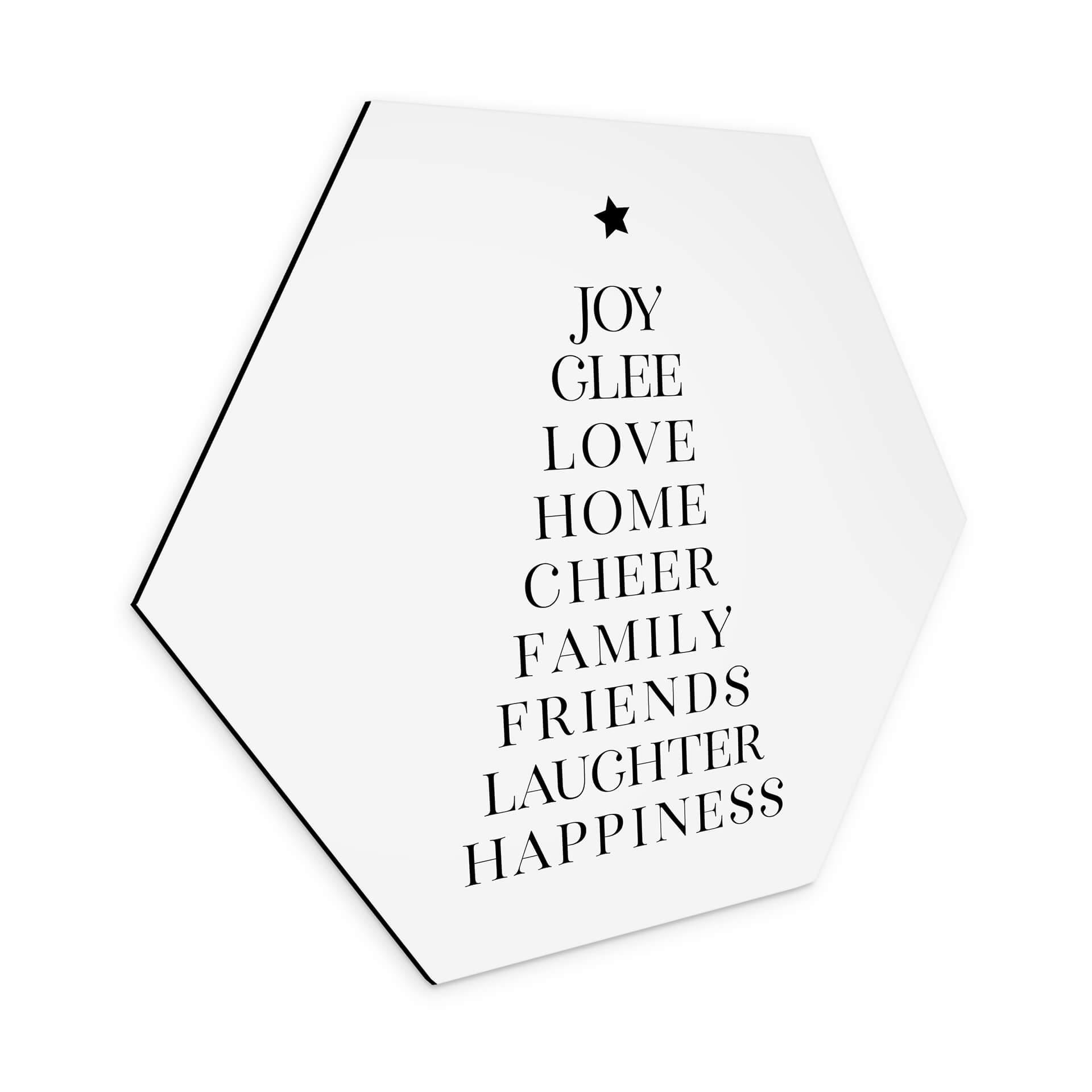 Hexagon Dibond Blursbyai - Christmas Tree Typography
