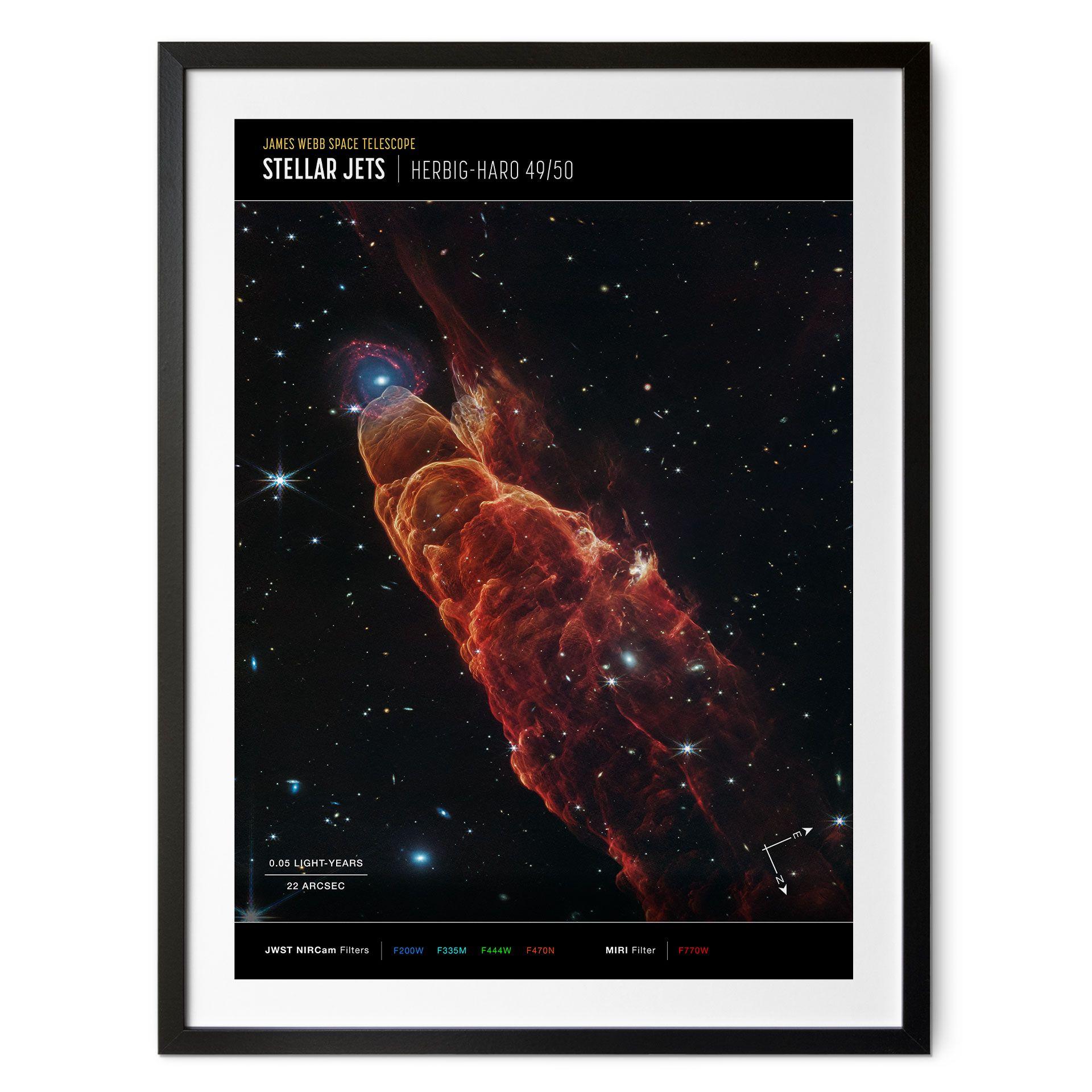 Póster Telescopio James Webb - Huracán cósmico Herbig Haro 49/50