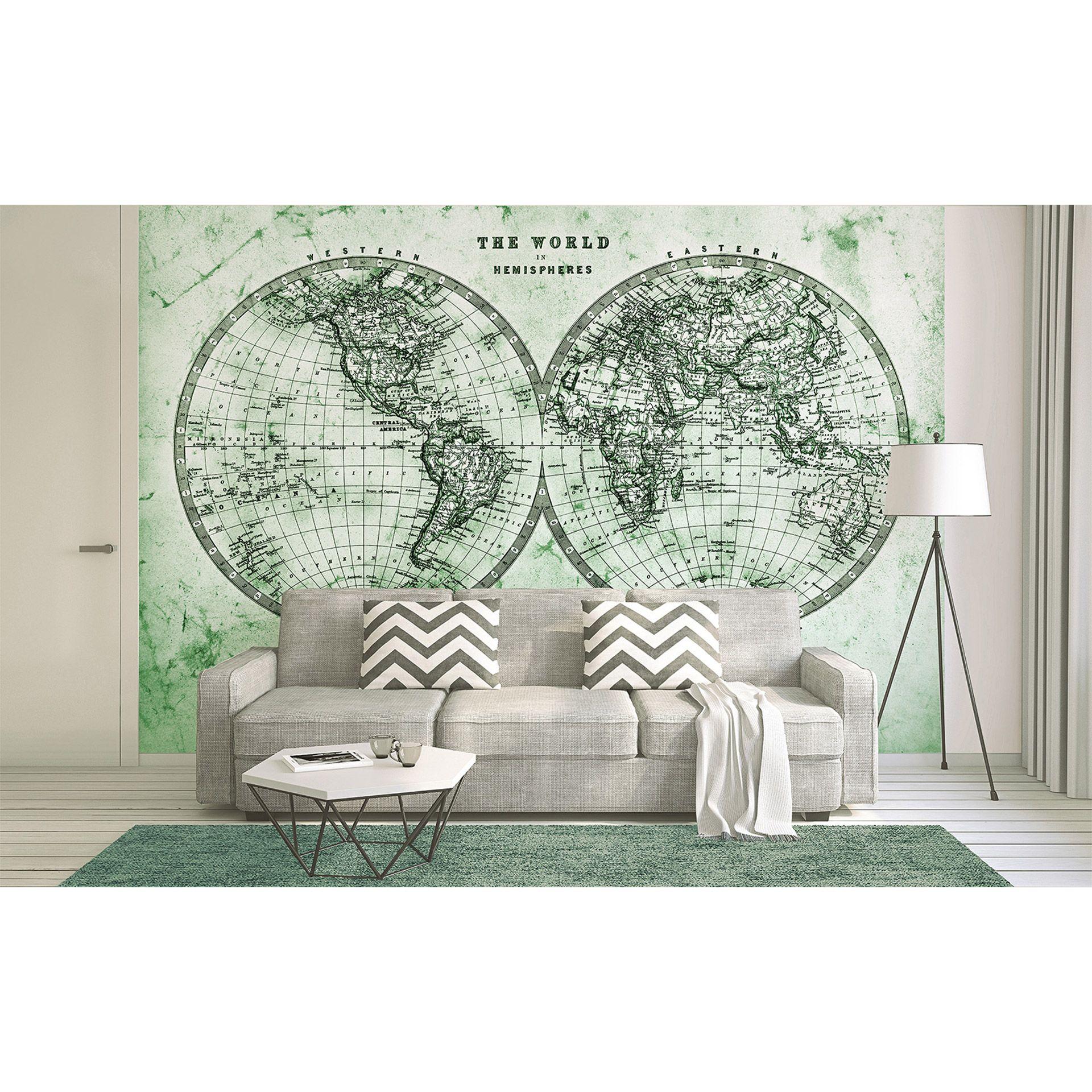 non-woven tapet Designwalls i grøn og grå non-woven tapet Hemispheres 